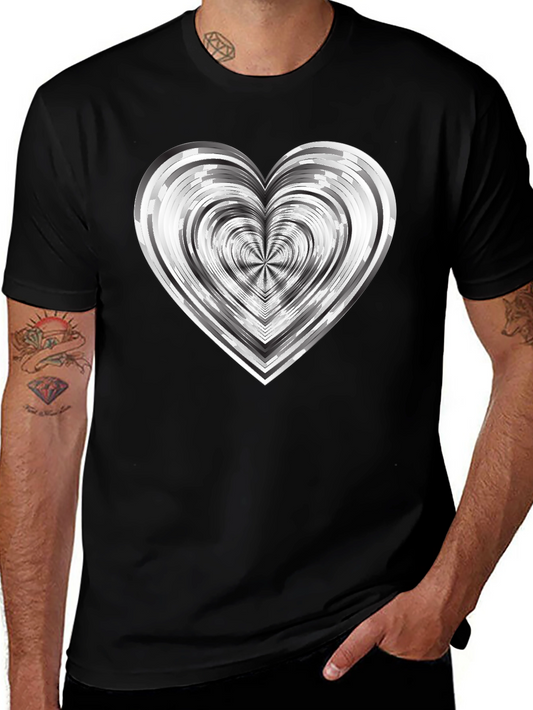 Abstract Heart Graphic Tee - Modern Black T-Shirt