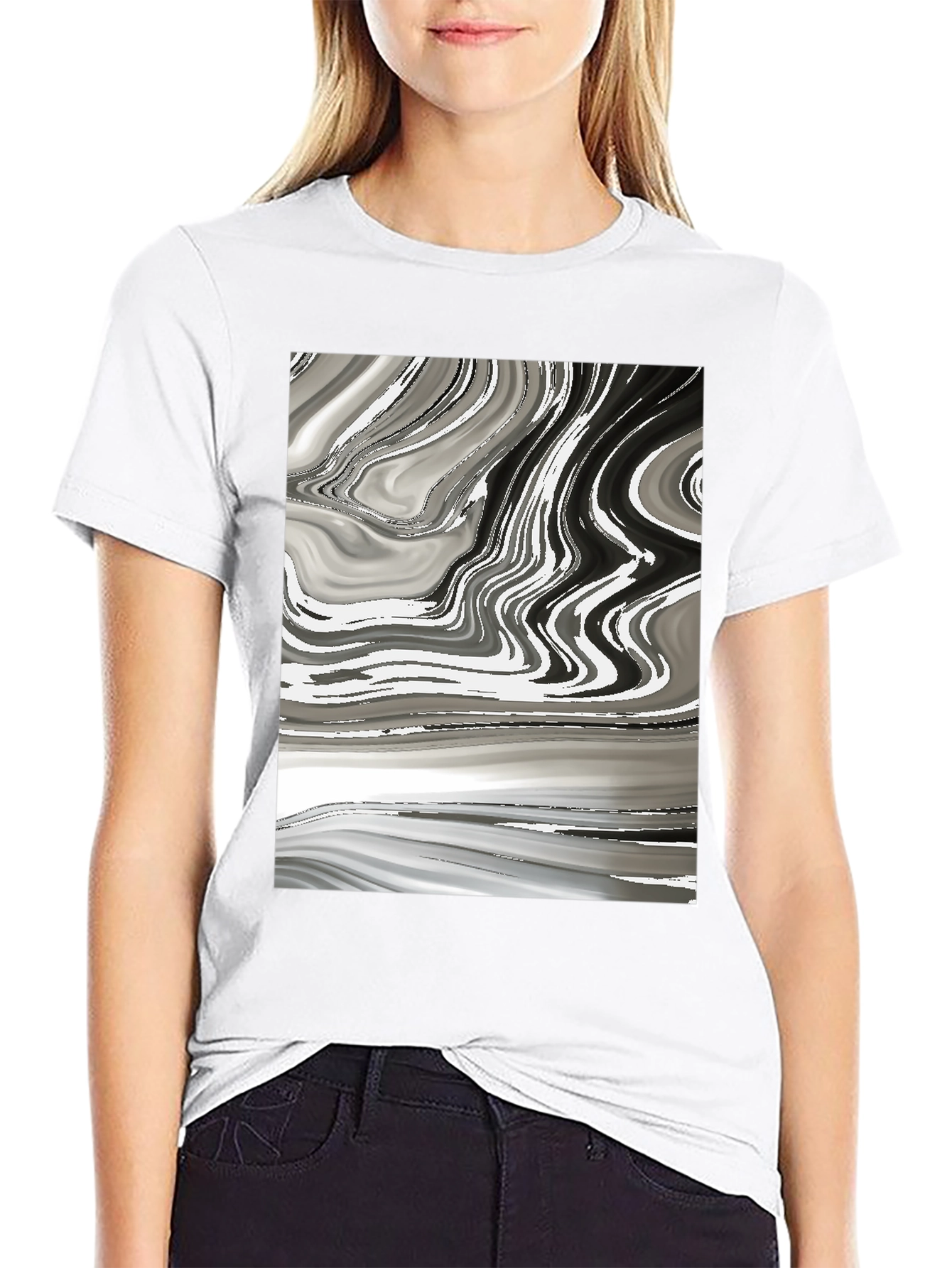 Abstract Marble Swirl Graphic Tee - Modern Casual Style