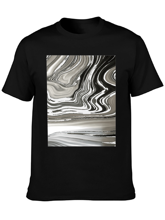 Abstract Marble Swirl Graphic Tee - Modern Casual Style