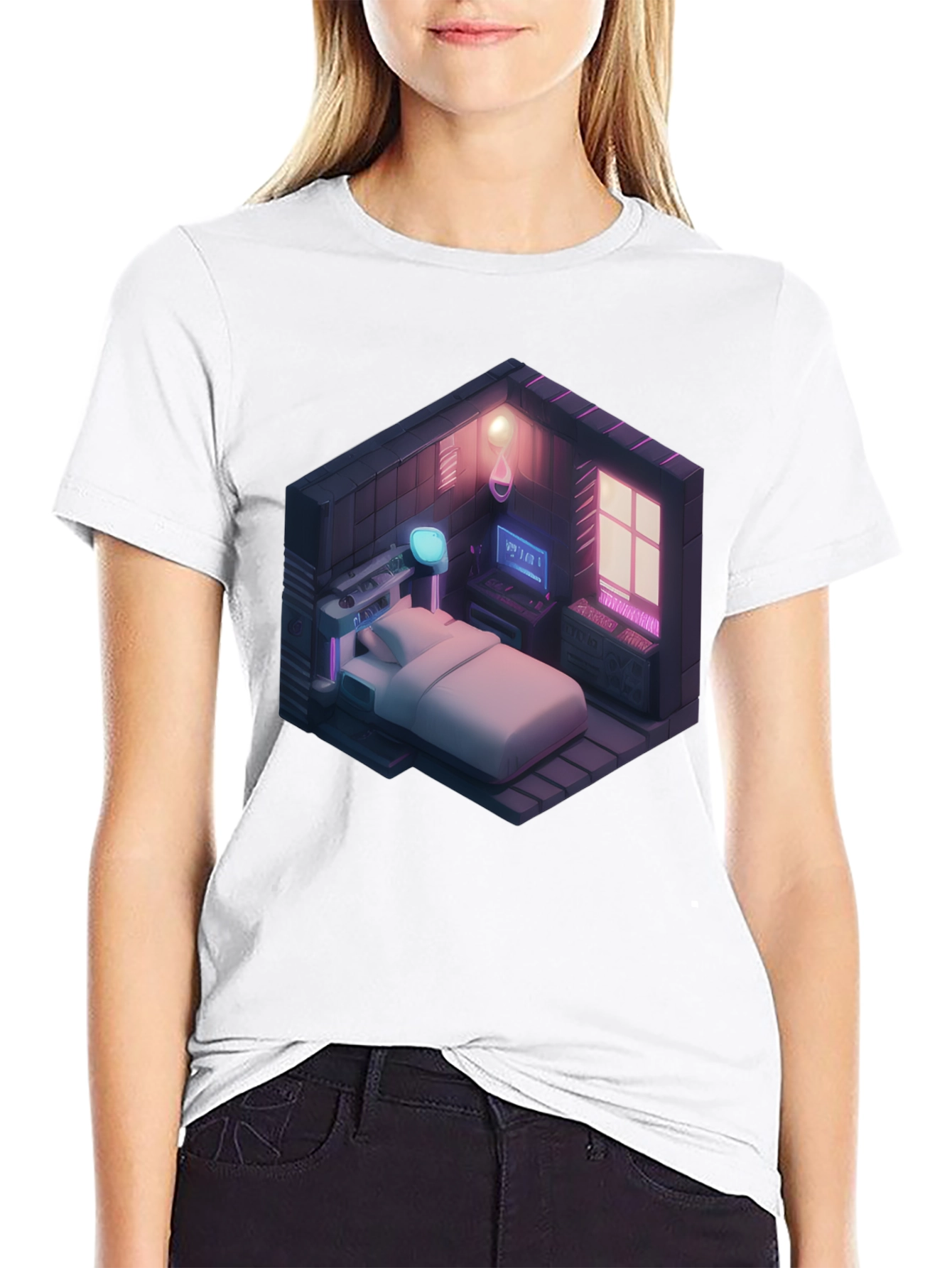 Isometric Gaming Room T-Shirt - Black