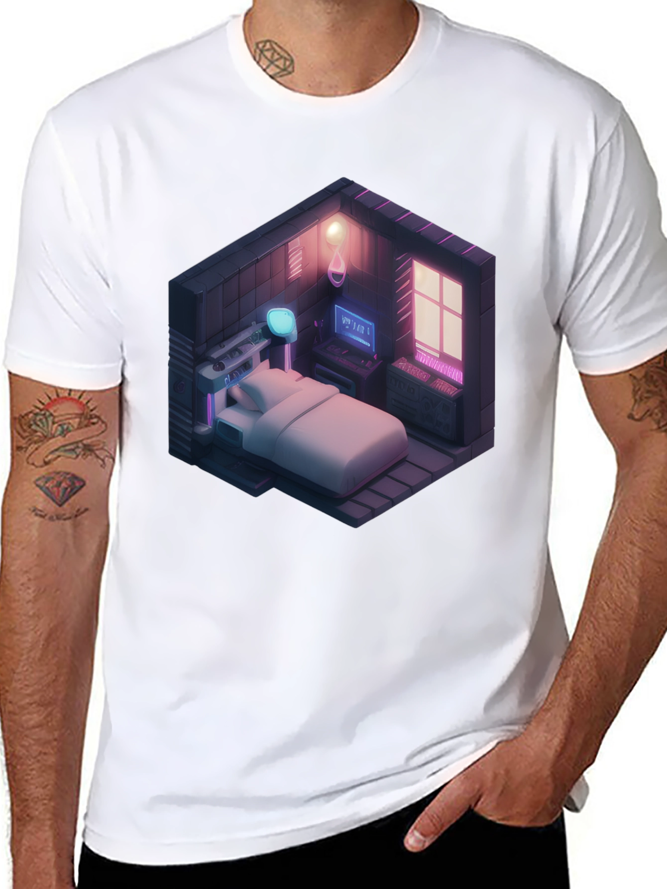 Isometric Gaming Room T-Shirt - Black