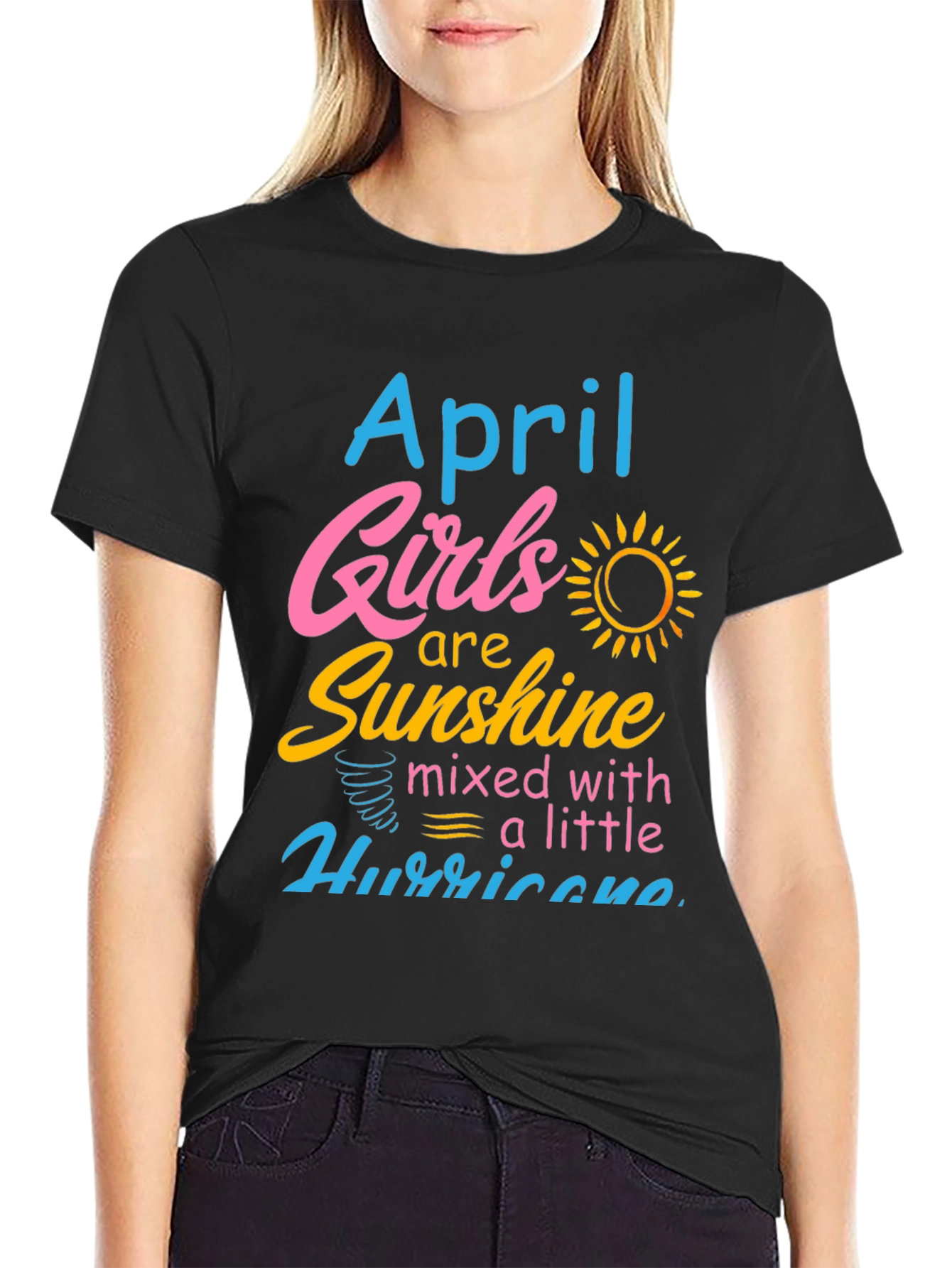 April Girls Sunshine Hurricane Black Tee