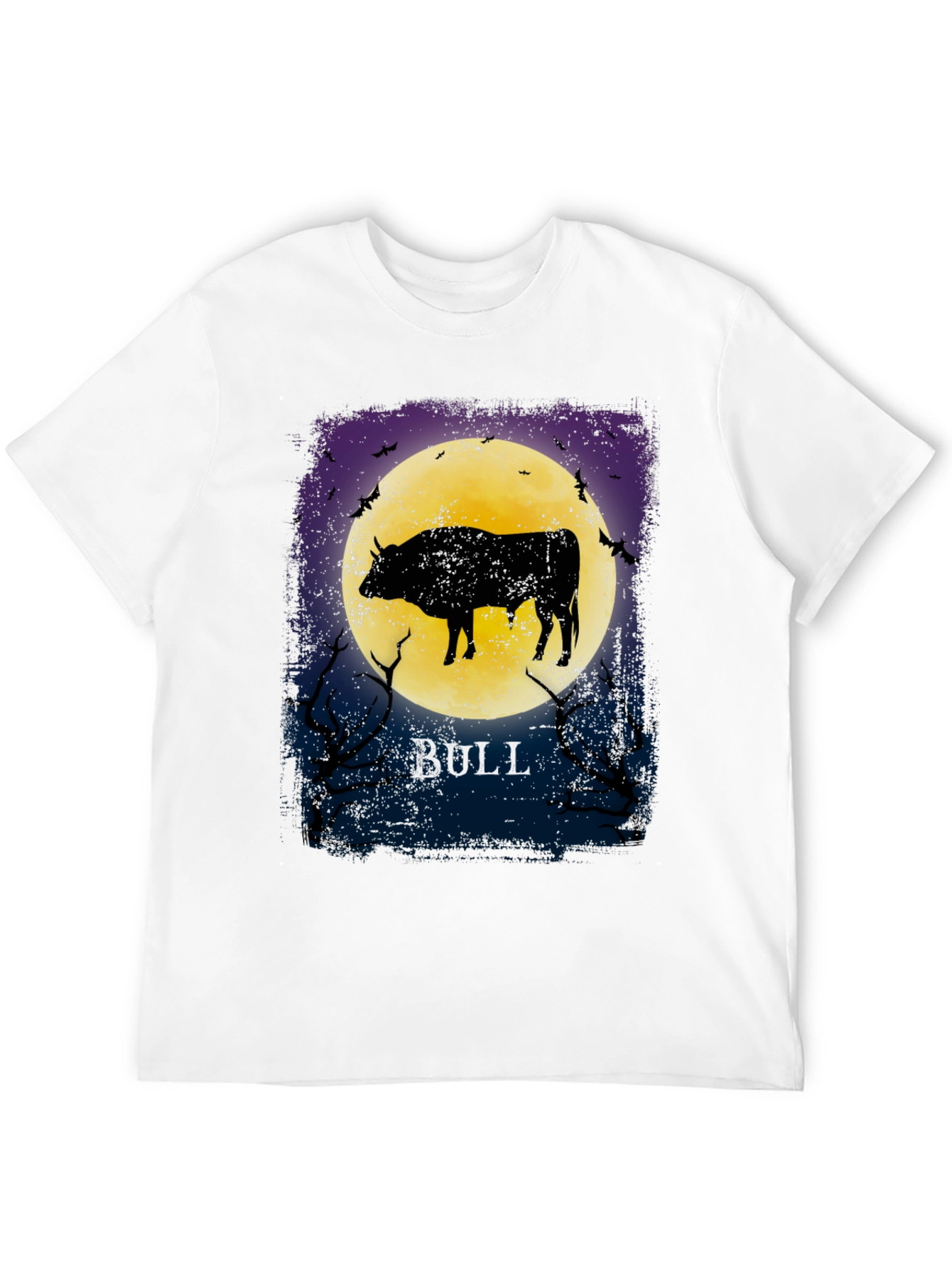 Bull Silhouette Moon Graphic T-Shirt