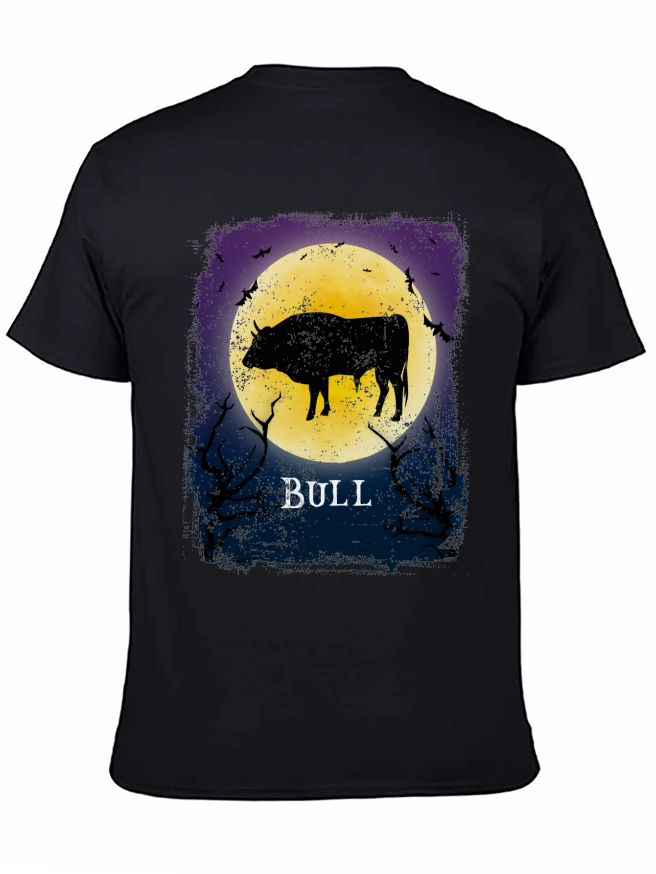 Bull Silhouette Moon Graphic T-Shirt