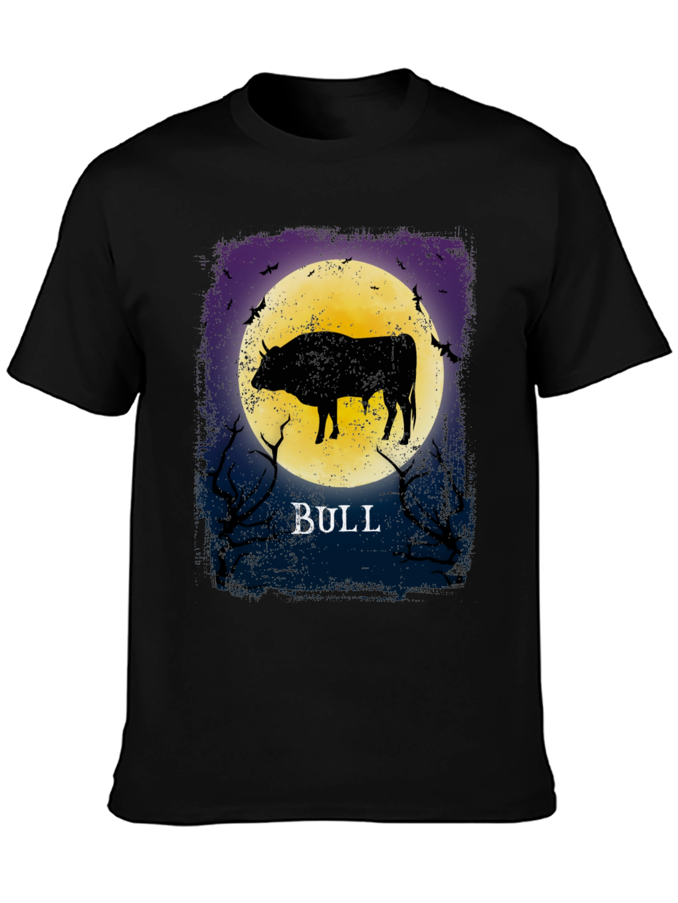 Bull Silhouette Moon Graphic T-Shirt