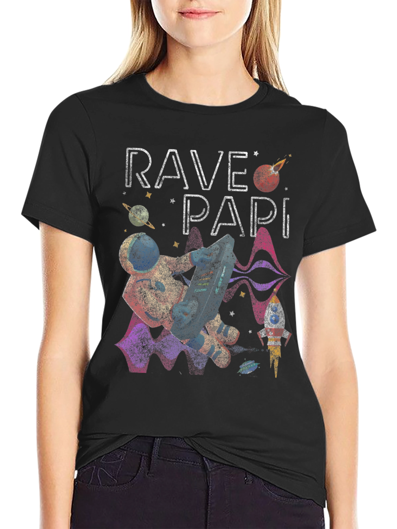 Rave Papi Graphic T-Shirt - Astronaut DJ in Space
