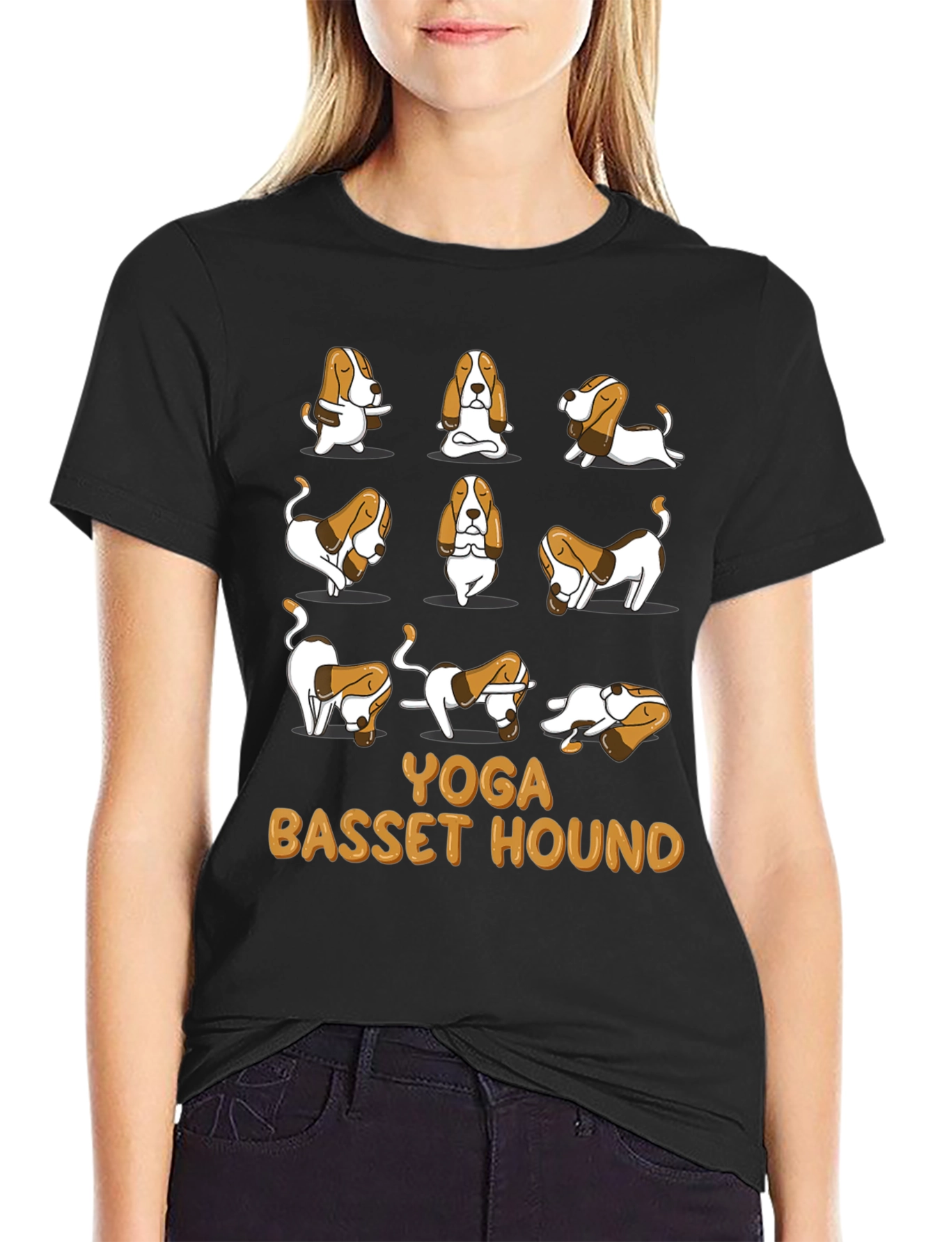 Yoga Basset Hound Graphic Tee