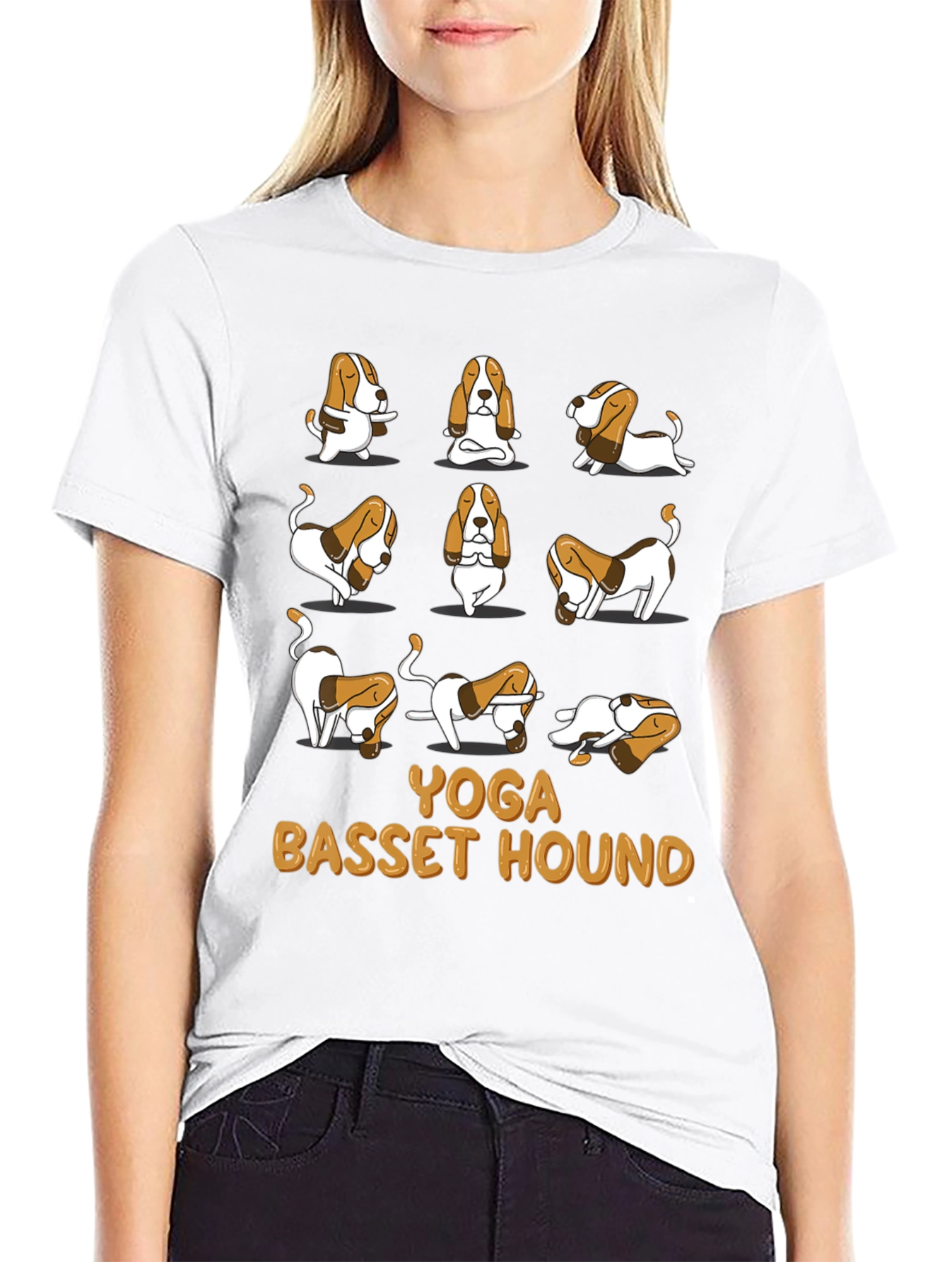 Yoga Basset Hound Graphic Tee