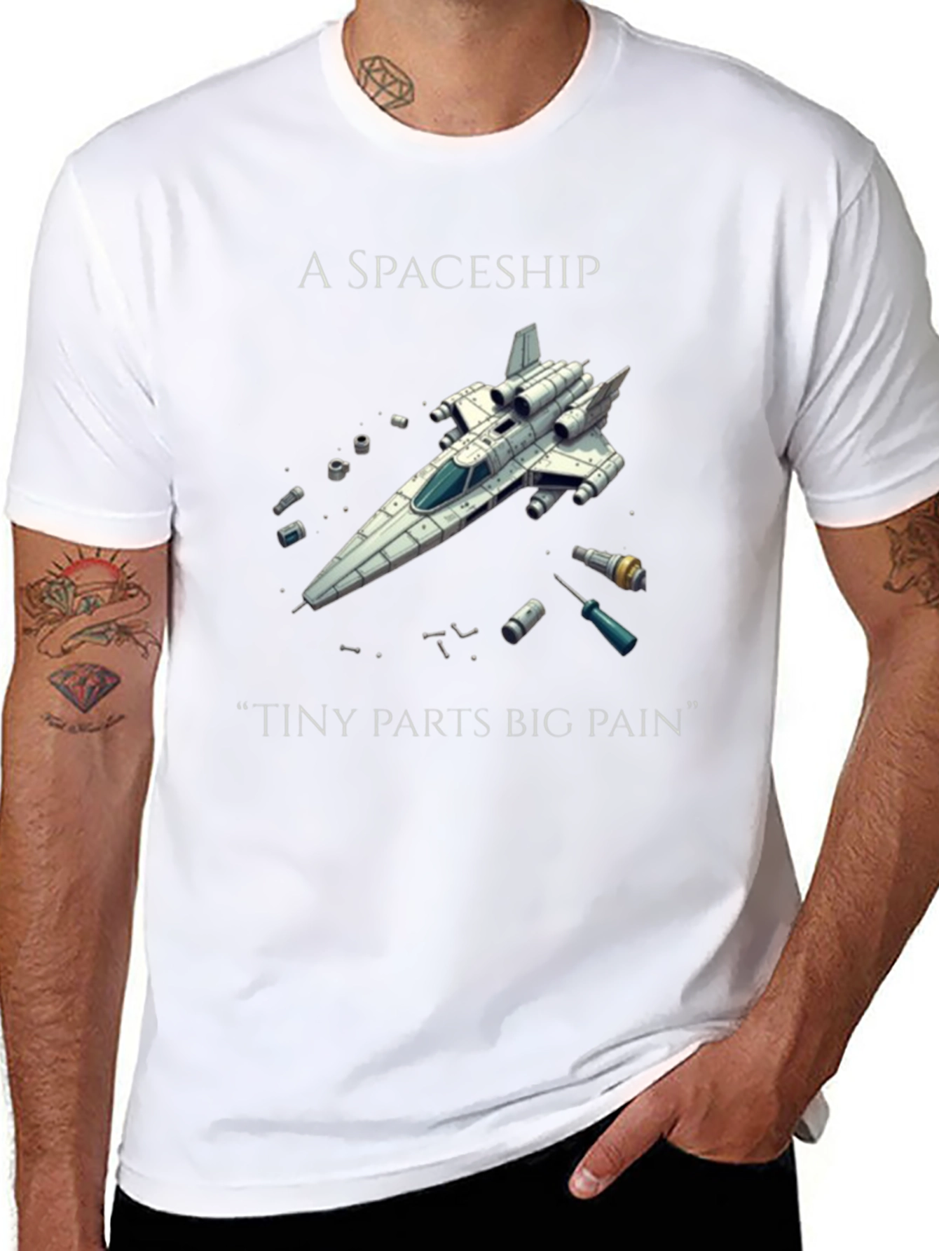 Spaceship Tiny Parts Big Pain T-Shirt