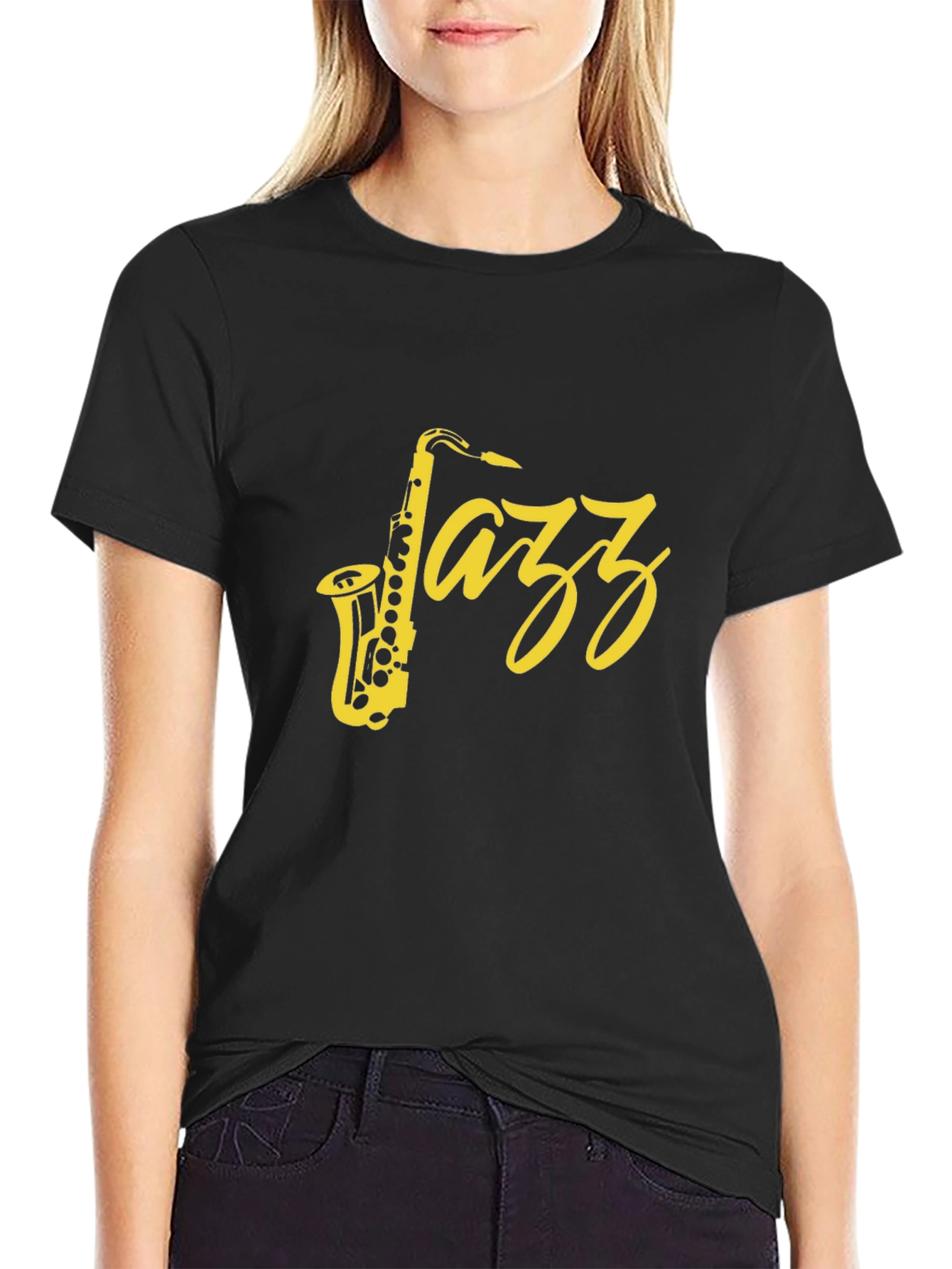 Black Jazz Saxophone Graphic T-Shirt
