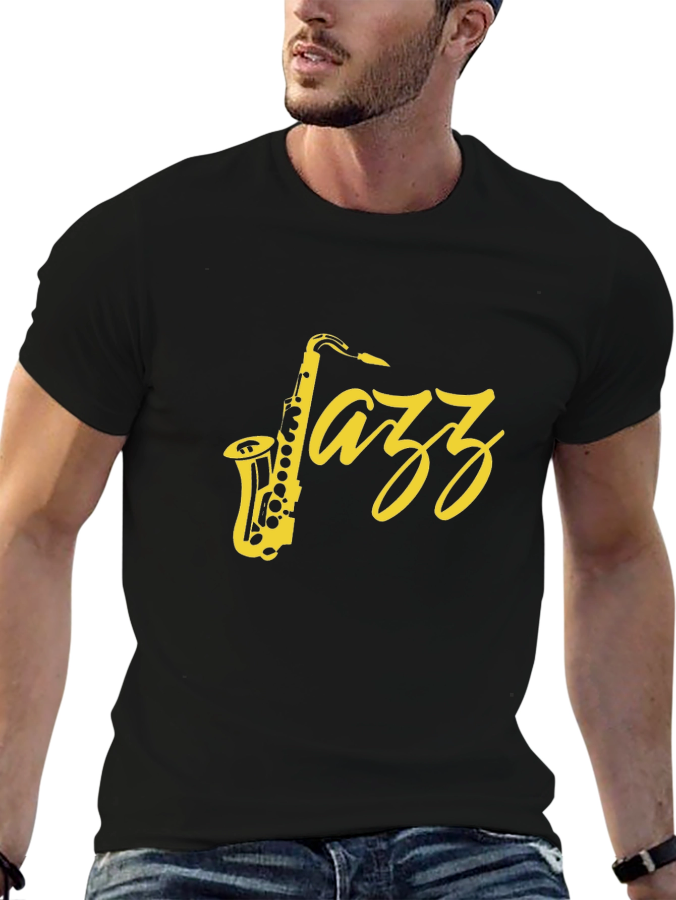 Black Jazz Saxophone Graphic T-Shirt