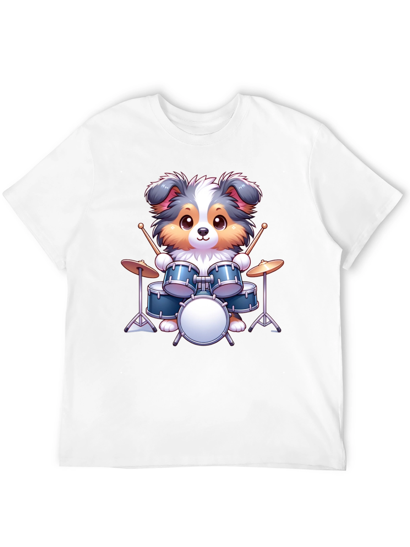 Dog Drummer Graphic Tee - Cute Animal Music Shirt