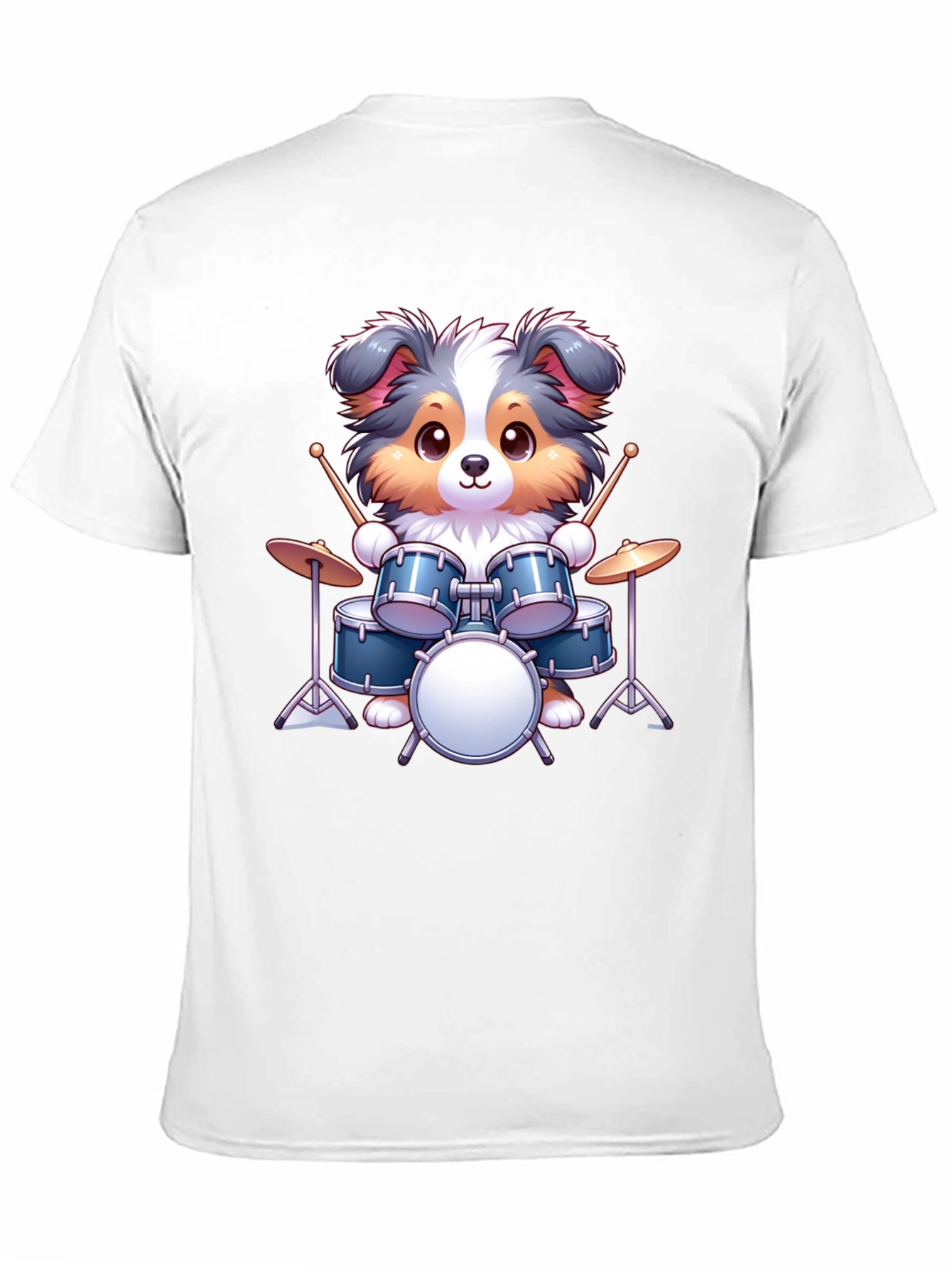 Dog Drummer Graphic Tee - Cute Animal Music Shirt