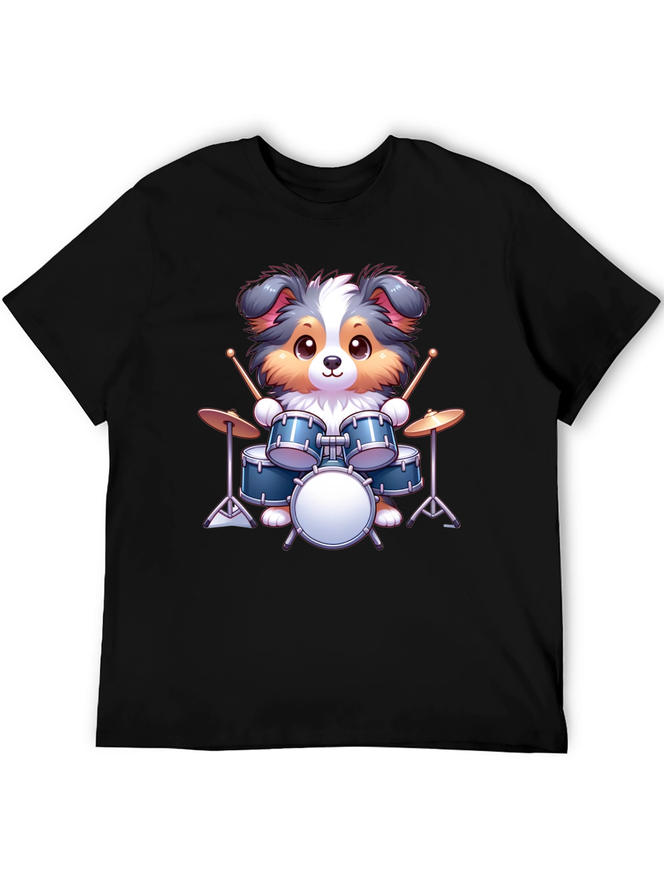 Dog Drummer Graphic Tee - Cute Animal Music Shirt