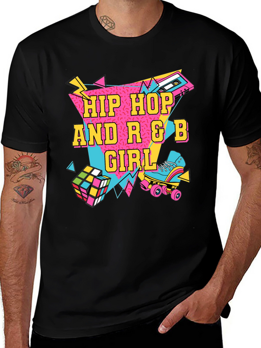 Hip Hop R&B Girl Black T-Shirt - 80s Style