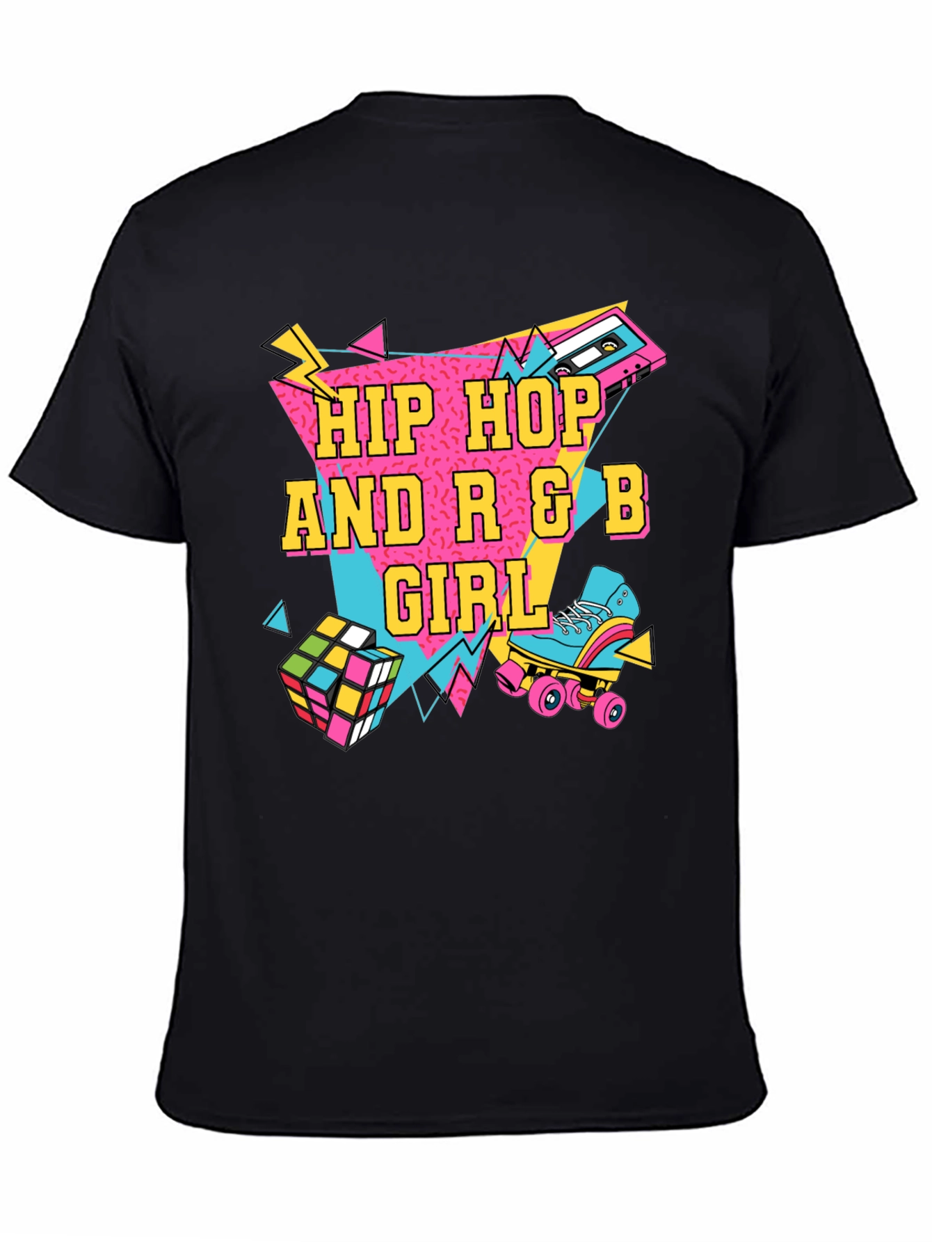 Hip Hop R&B Girl Black T-Shirt - 80s Style