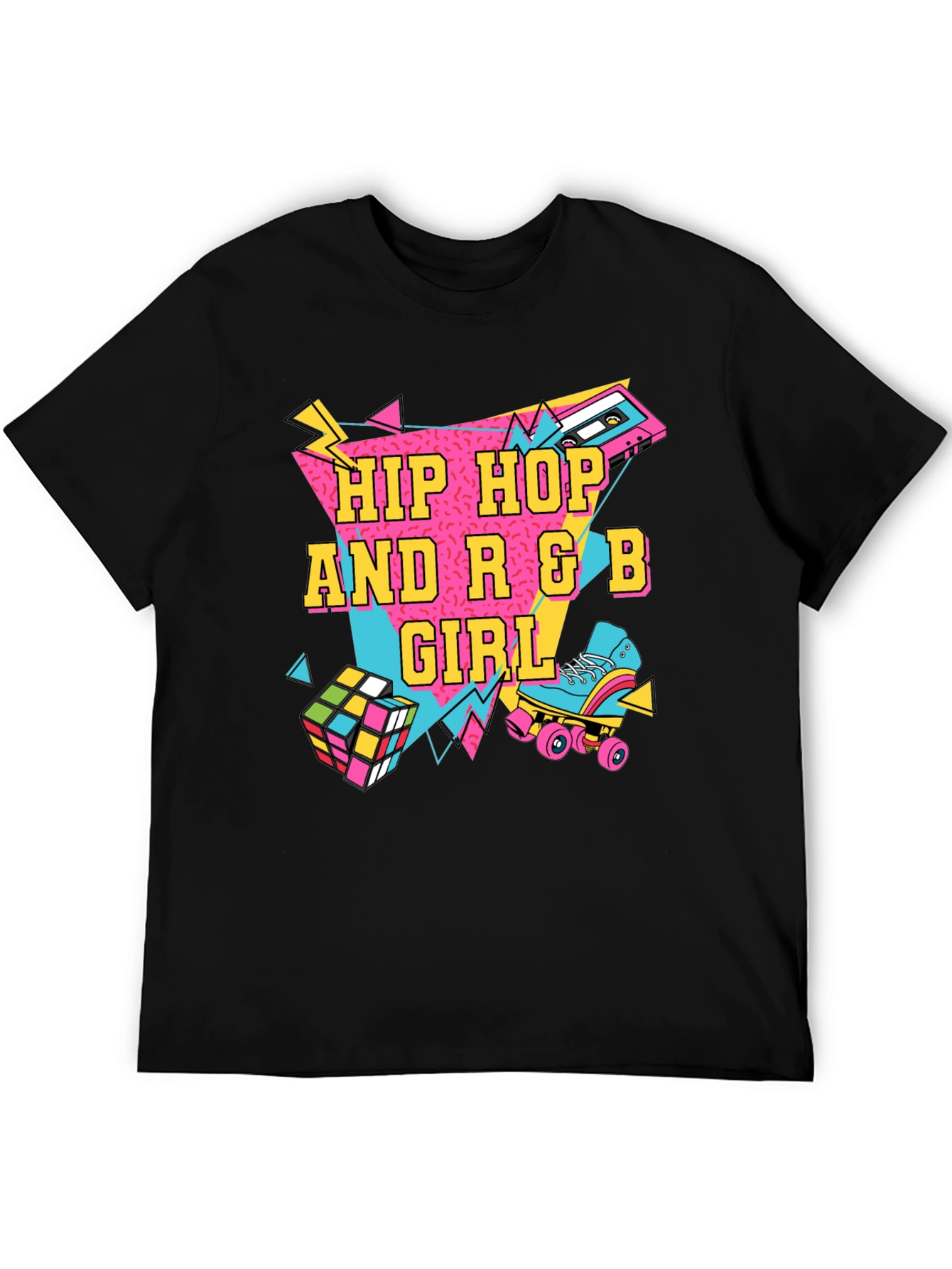 Hip Hop R&B Girl Black T-Shirt - 80s Style
