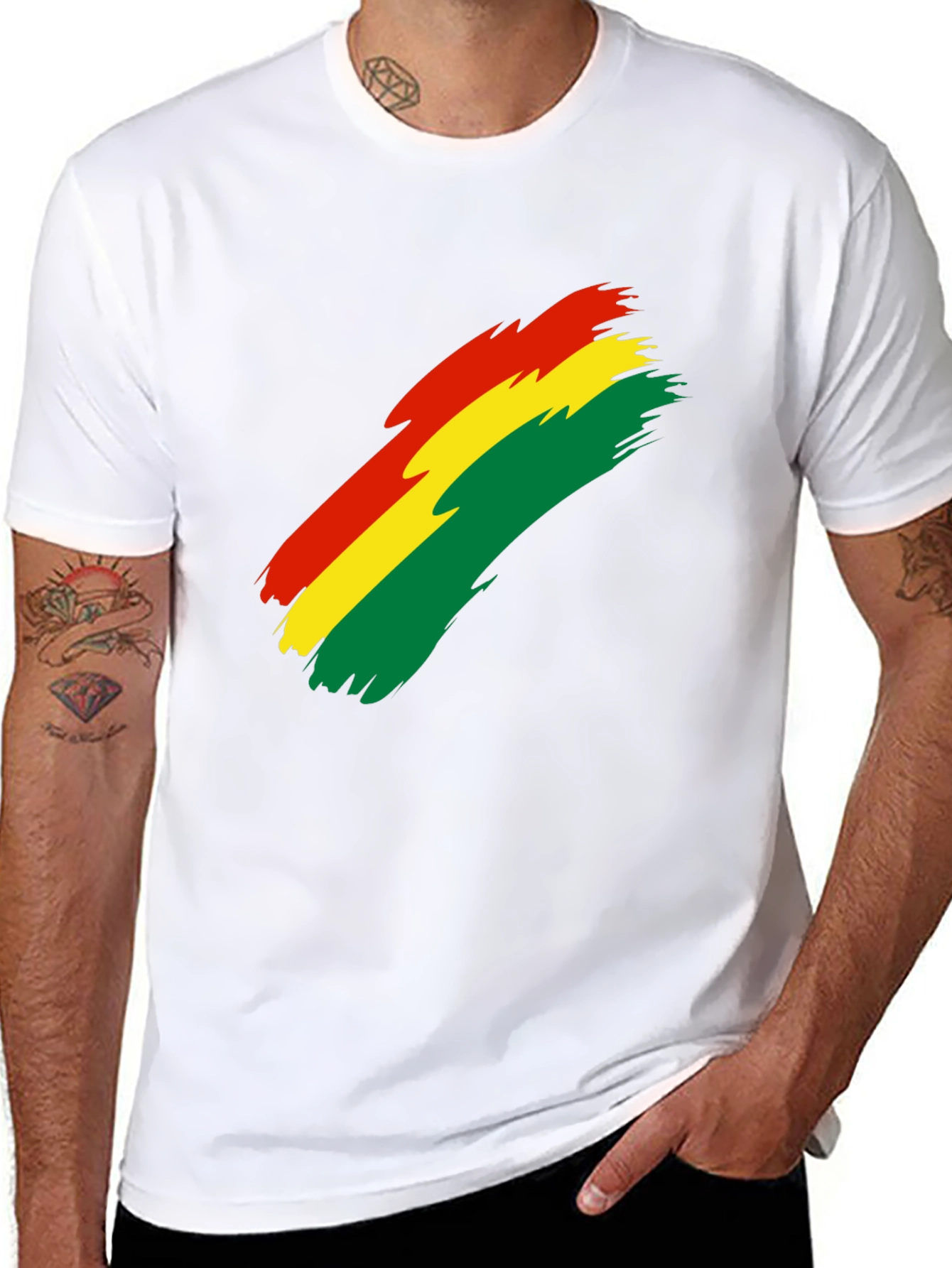 Bolivian Flag Brushstroke Graphic T-Shirt - Black