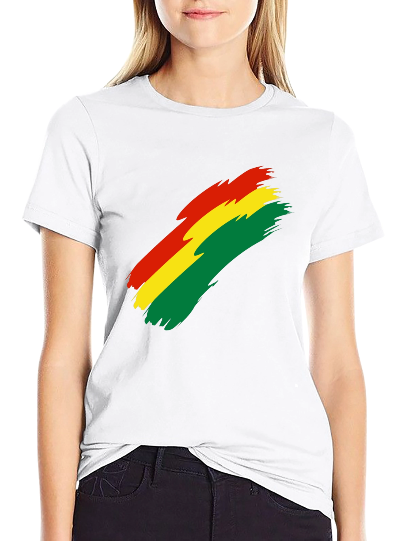 Bolivian Flag Brushstroke Graphic T-Shirt - Black