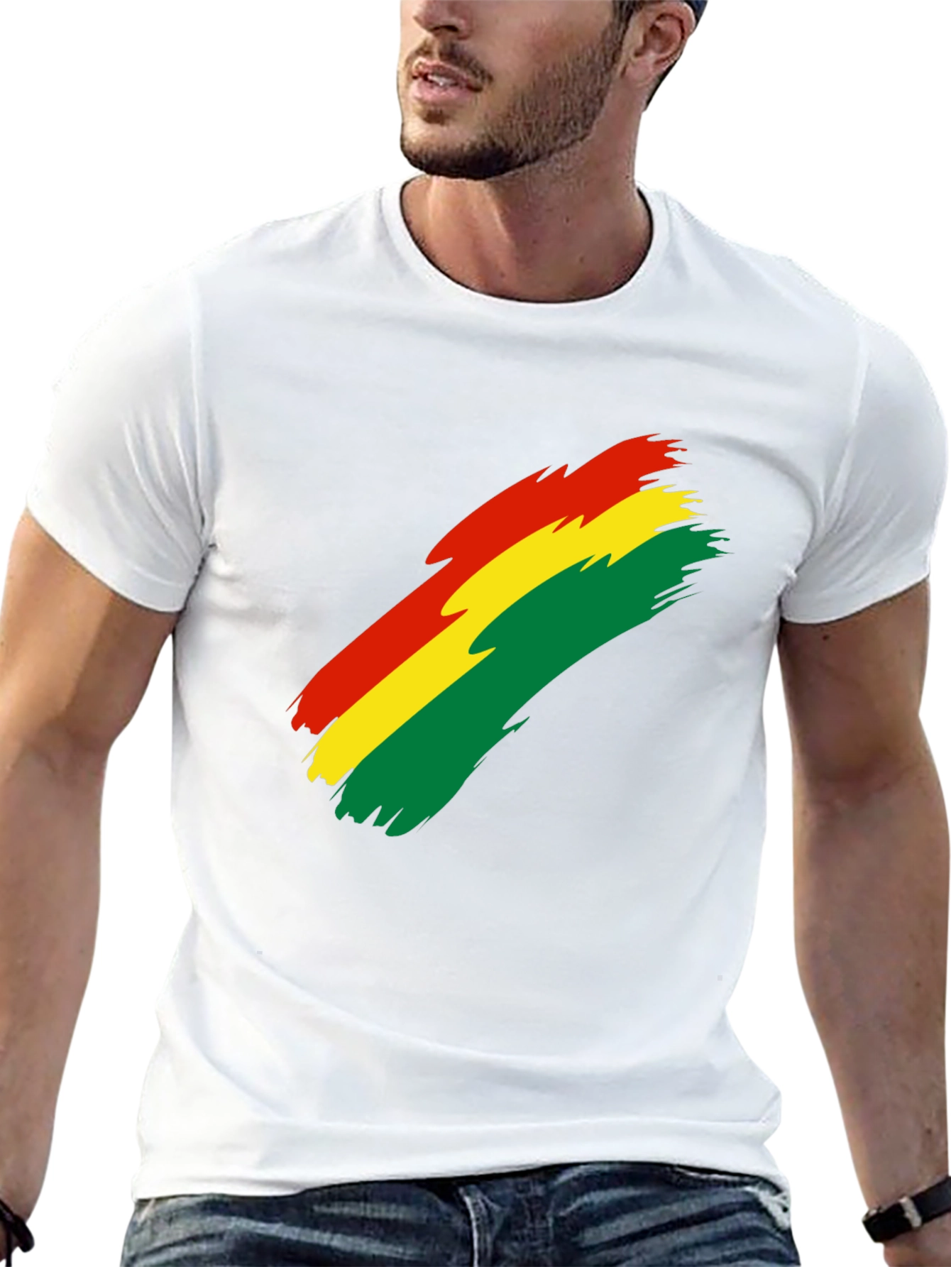Bolivian Flag Brushstroke Graphic T-Shirt - Black