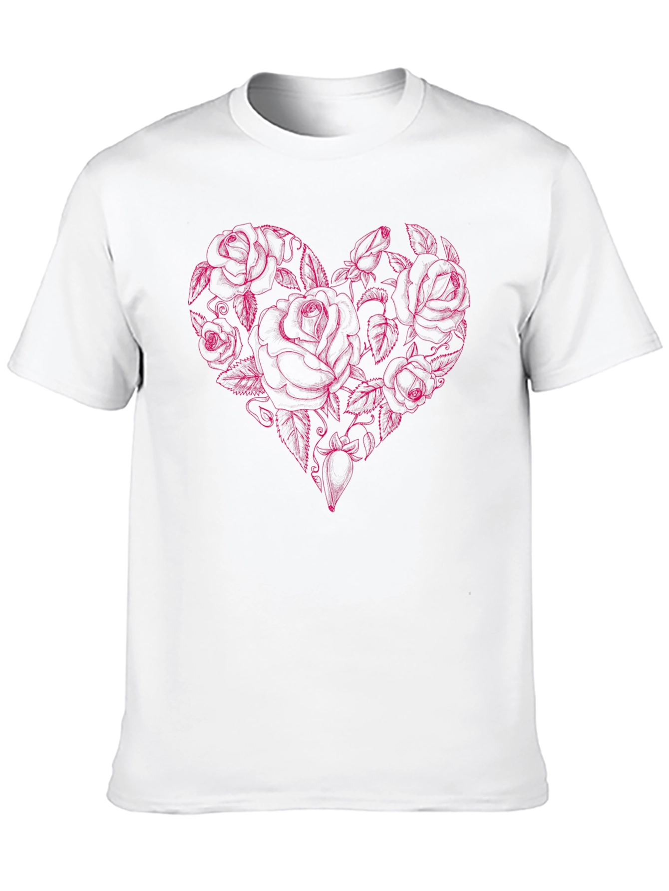 Rose Heart Graphic Tee - Black Cotton