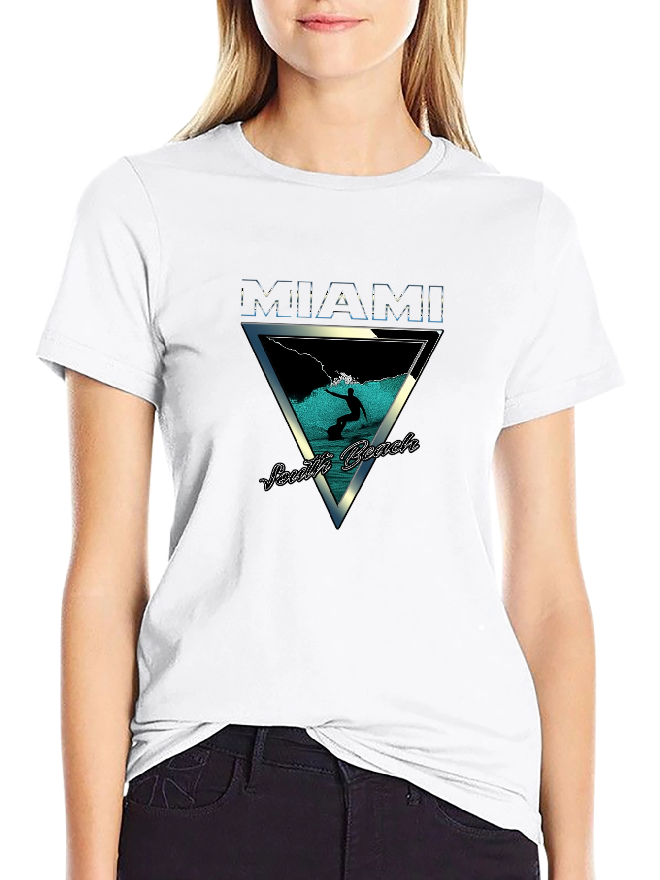 Miami South Beach Graphic Tee - Surfer Design