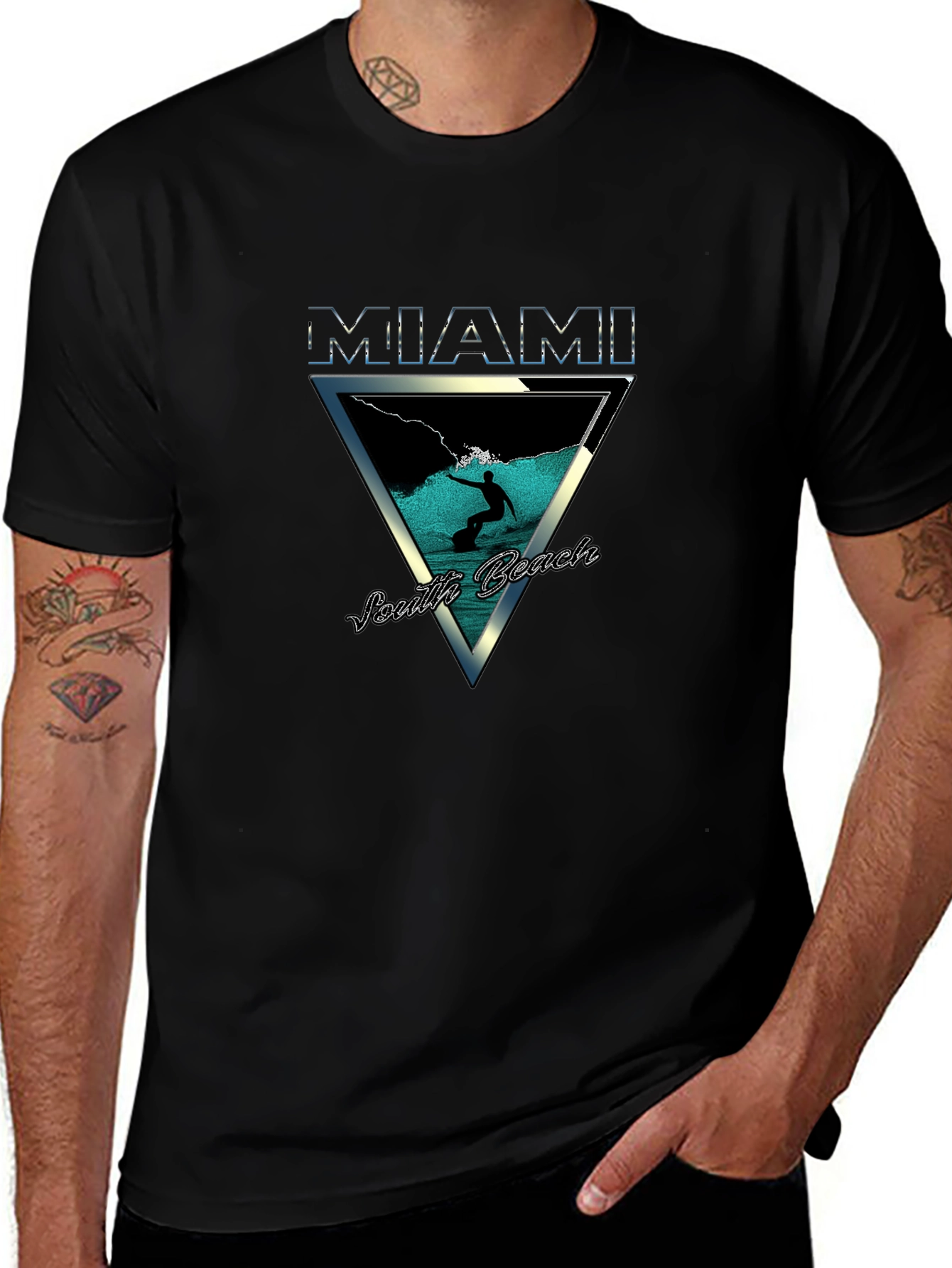 Miami South Beach Graphic Tee - Surfer Design