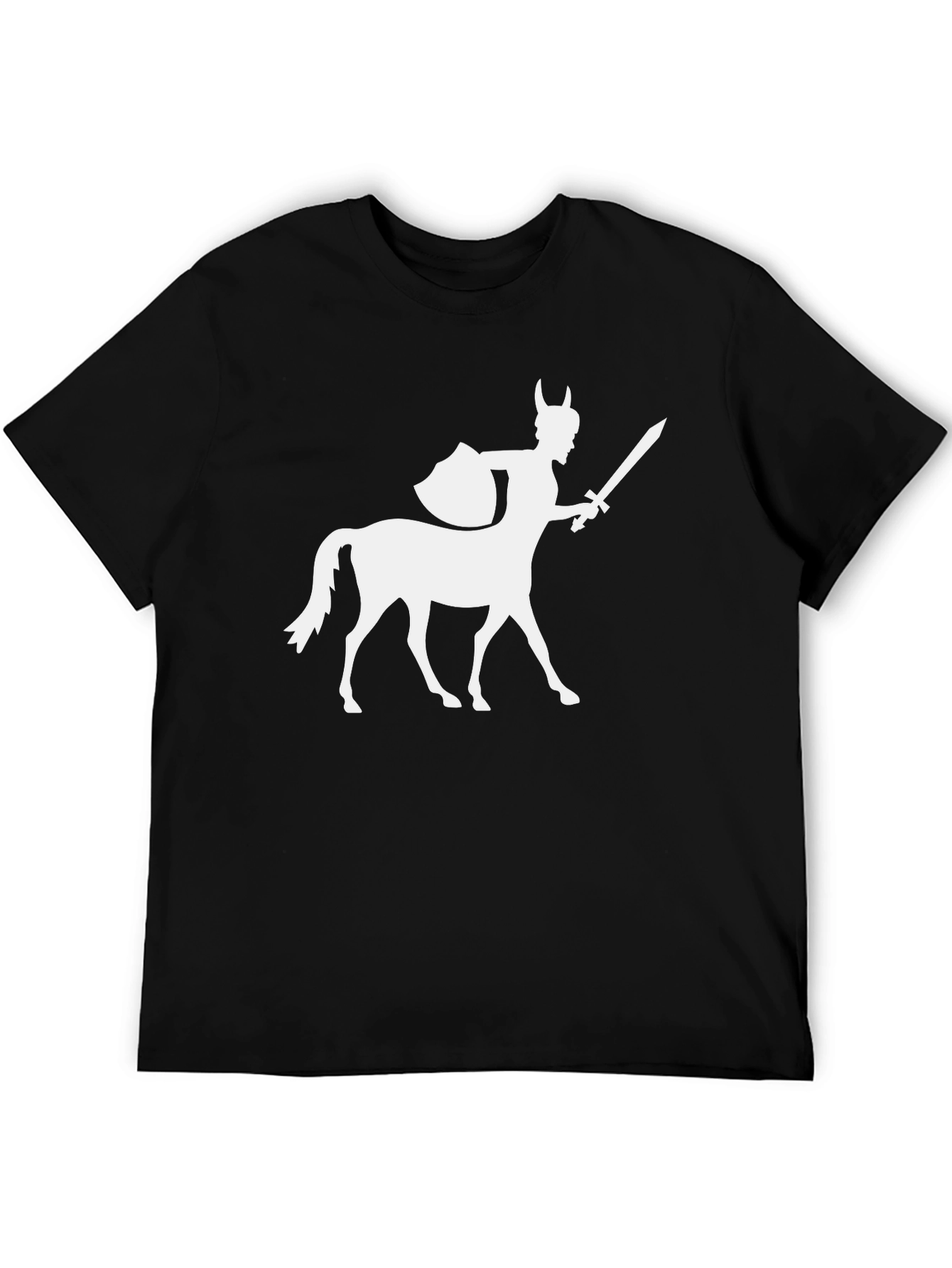 Centaur Warrior Graphic Tee - Black Cotton T-Shirt