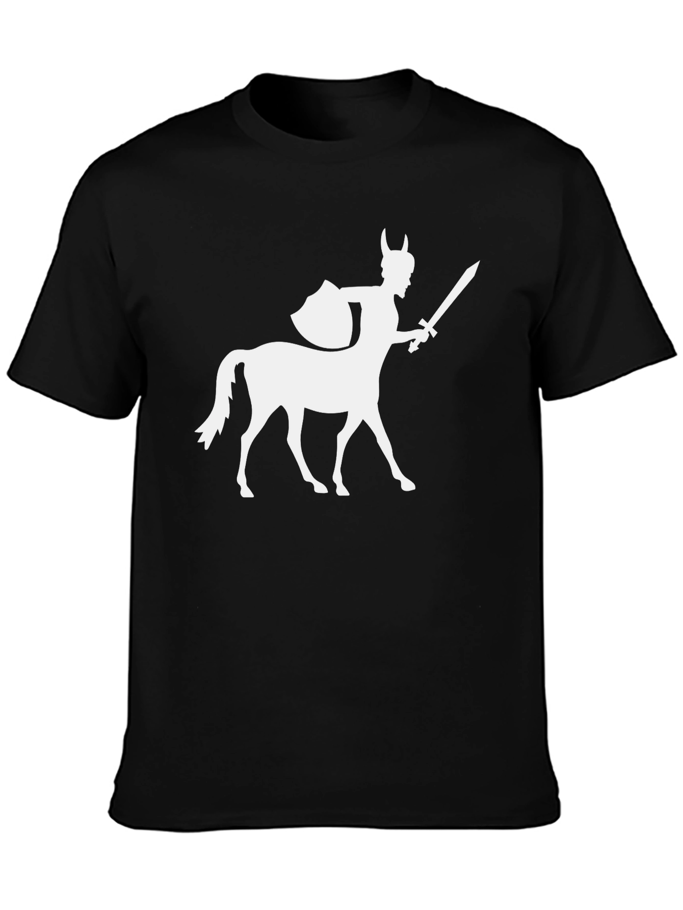 Centaur Warrior Graphic Tee - Black Cotton T-Shirt