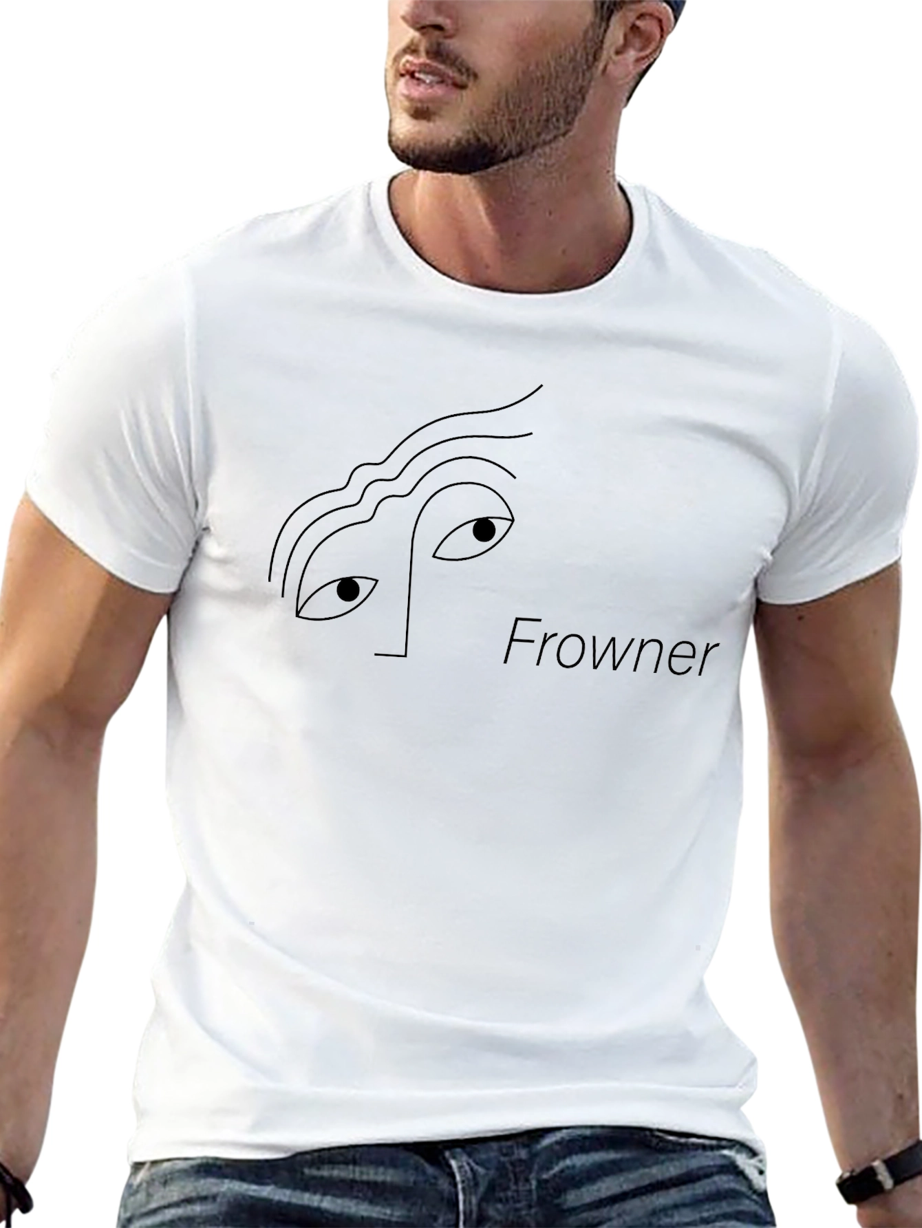 Frowner Graphic Tee - Minimalist Black T-Shirt