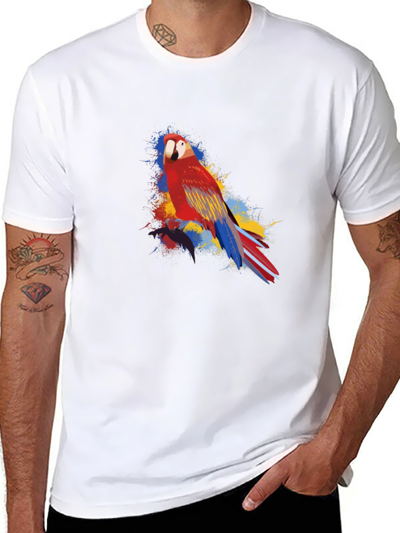 Parrot Graphic Black T-Shirt - Vivid and Stylish Design