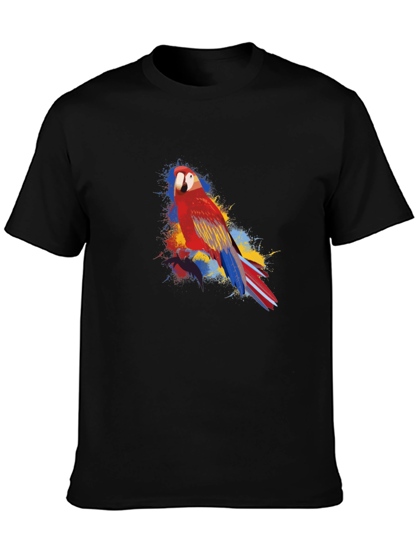 Parrot Graphic Black T-Shirt - Vivid and Stylish Design