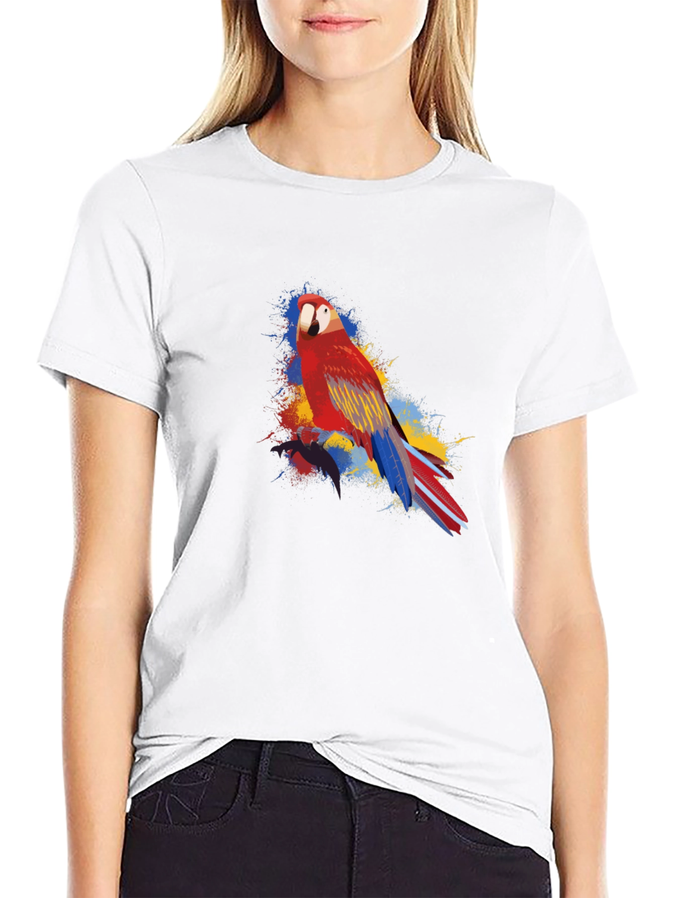 Parrot Graphic Black T-Shirt - Vivid and Stylish Design