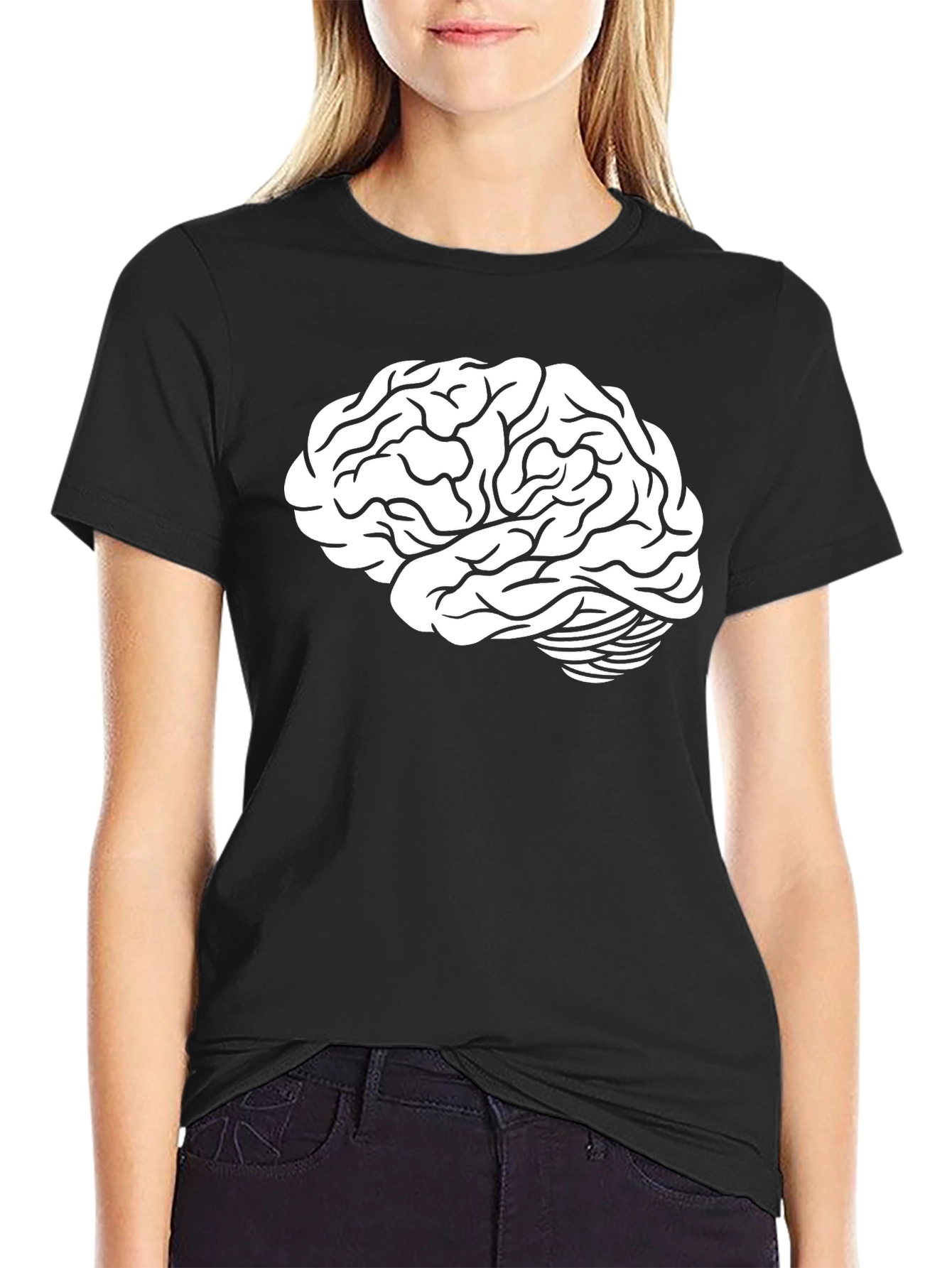 Brain Graphic Tee - Black Cotton T-Shirt