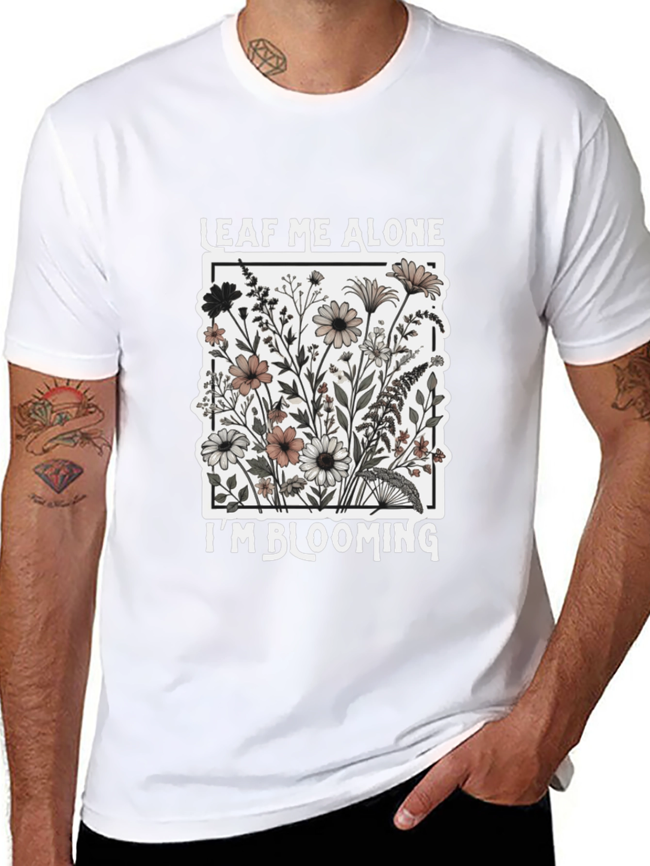 Leaf Me Alone Im Blooming Black T-Shirt