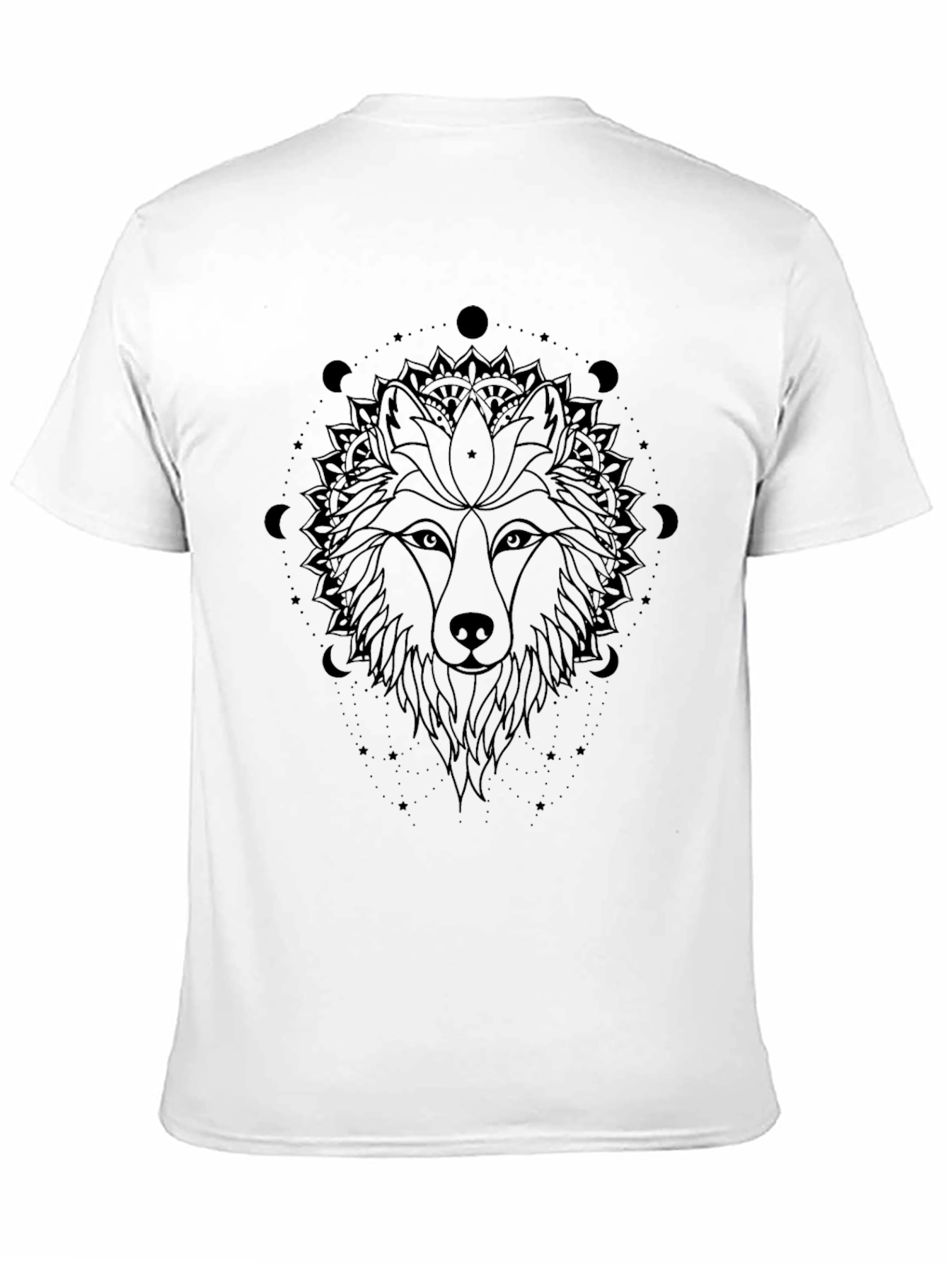 Wolf Mandala Graphic Black T-Shirt