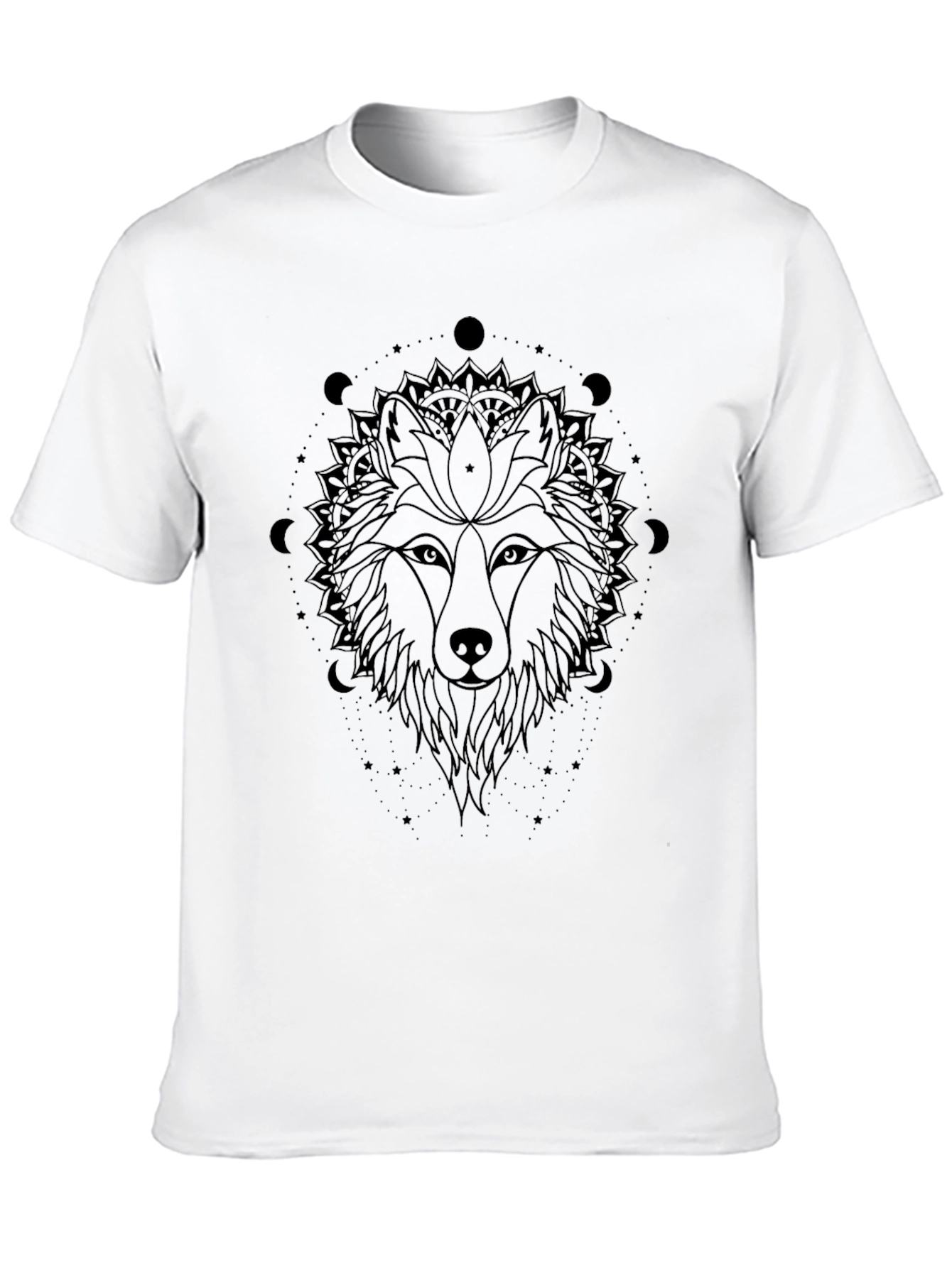 Wolf Mandala Graphic Black T-Shirt