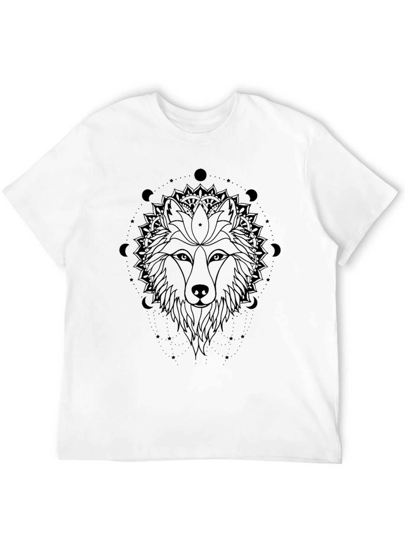 Wolf Mandala Graphic Black T-Shirt