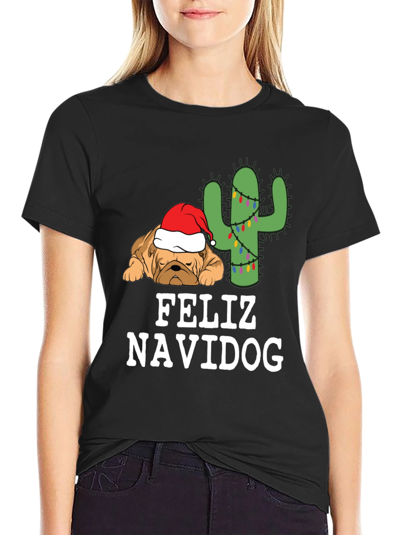 Feliz Navidog T-Shirt - Holiday Dog & Cactus Tee