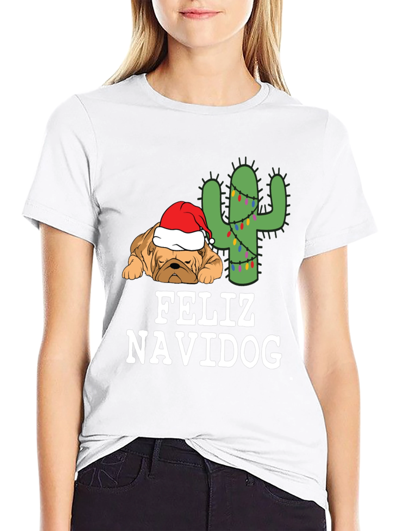 Feliz Navidog T-Shirt - Holiday Dog & Cactus Tee