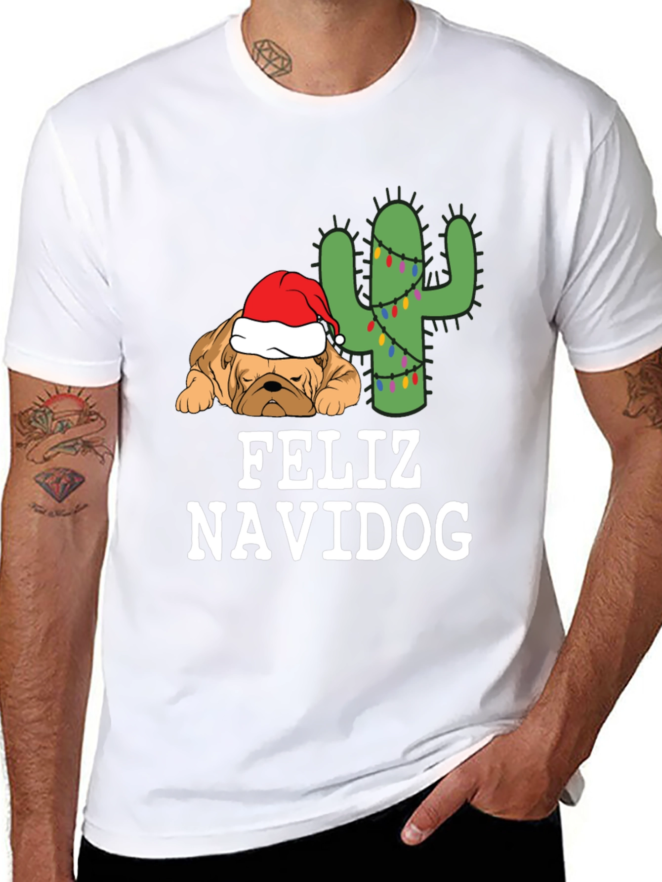Feliz Navidog T-Shirt - Holiday Dog & Cactus Tee