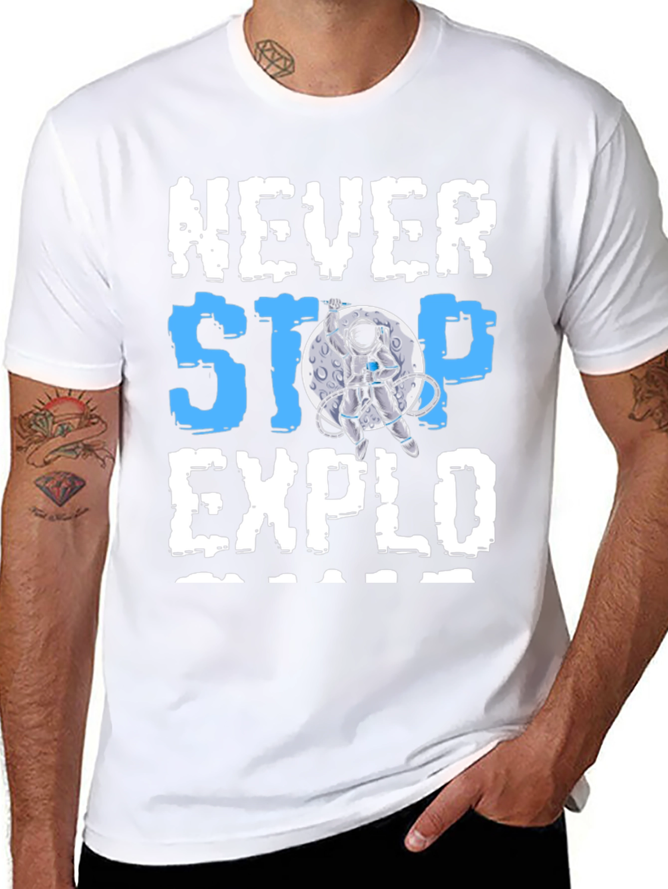 Never Stop Exploring Astronaut Graphic T-Shirt