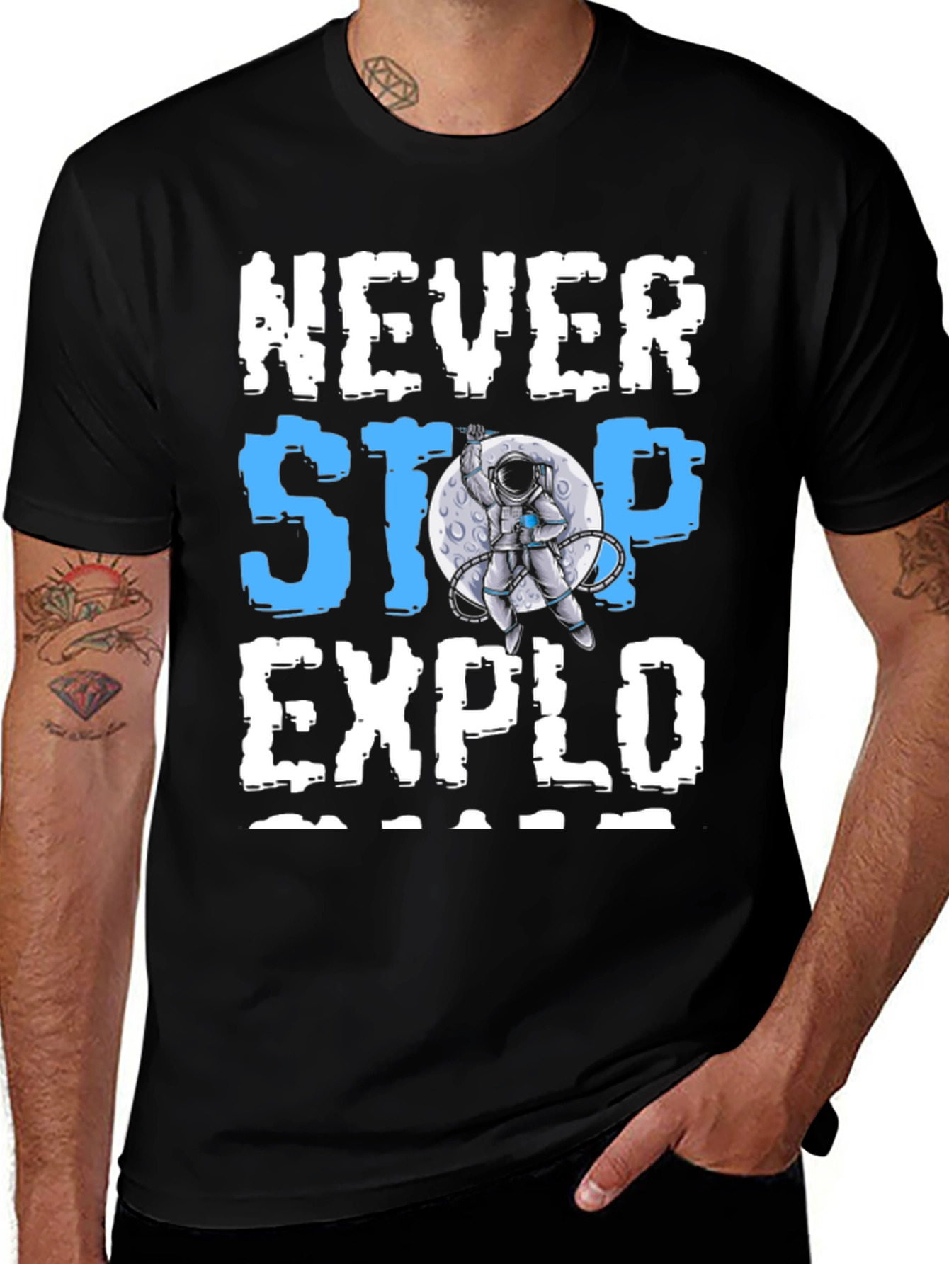Never Stop Exploring Astronaut Graphic T-Shirt