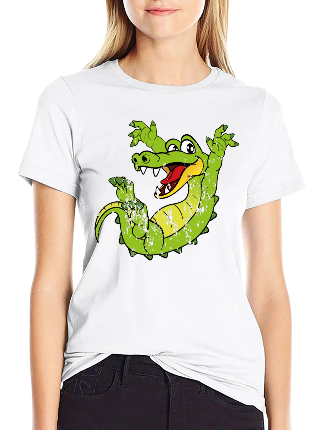 Cartoon Alligator Graphic T-Shirt