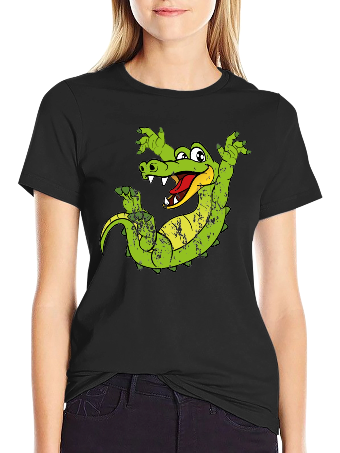 Cartoon Alligator Graphic T-Shirt