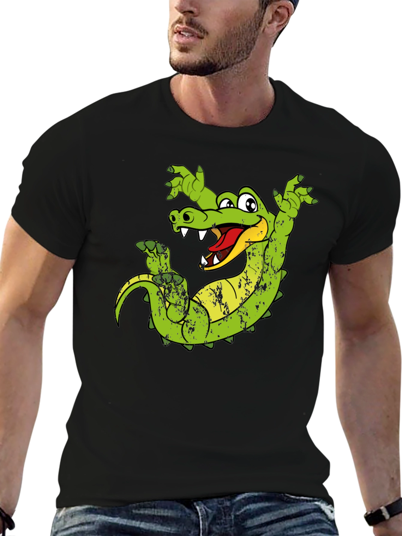 Cartoon Alligator Graphic T-Shirt