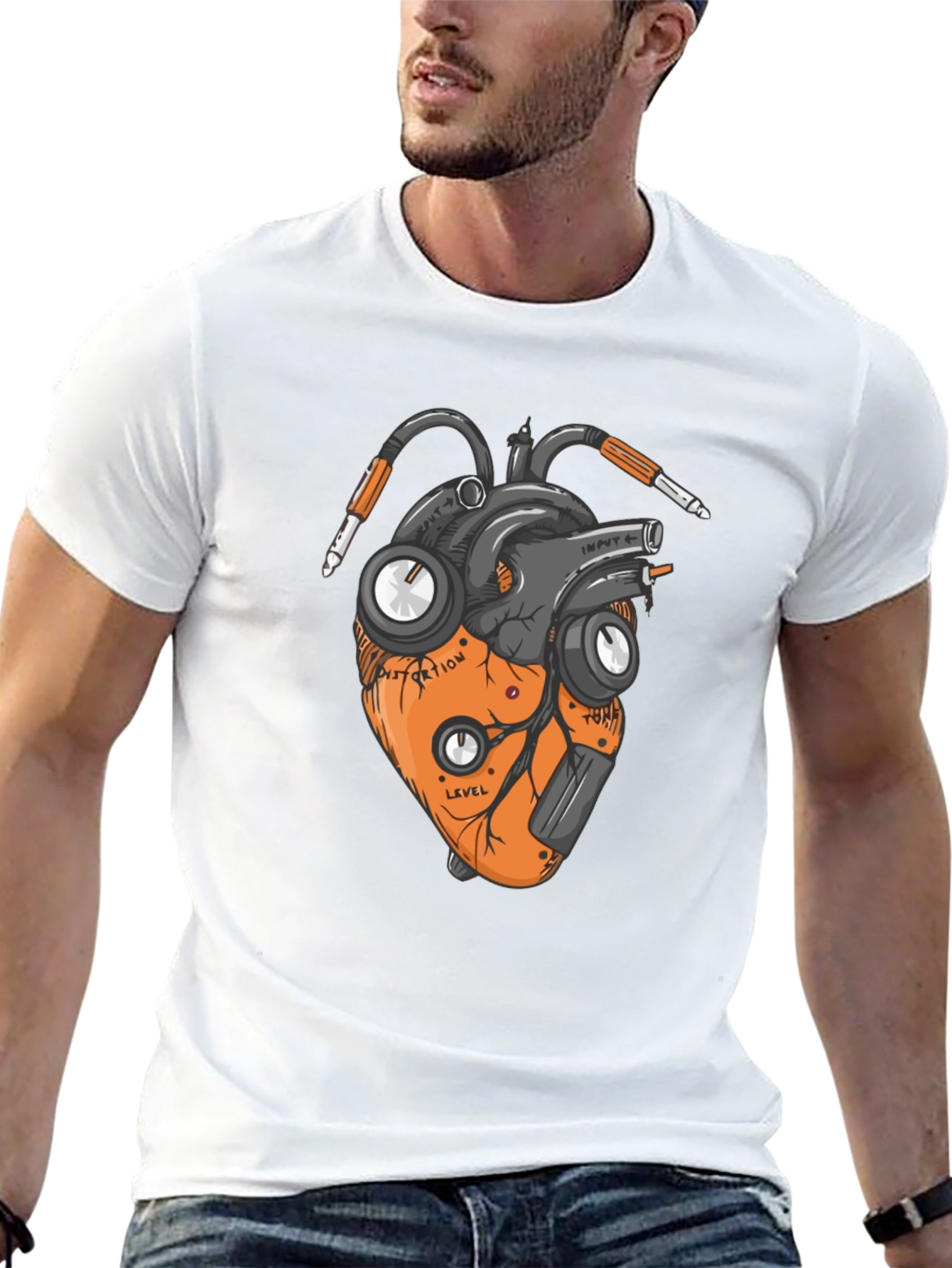 Electronic Heart Graphic Black Tee