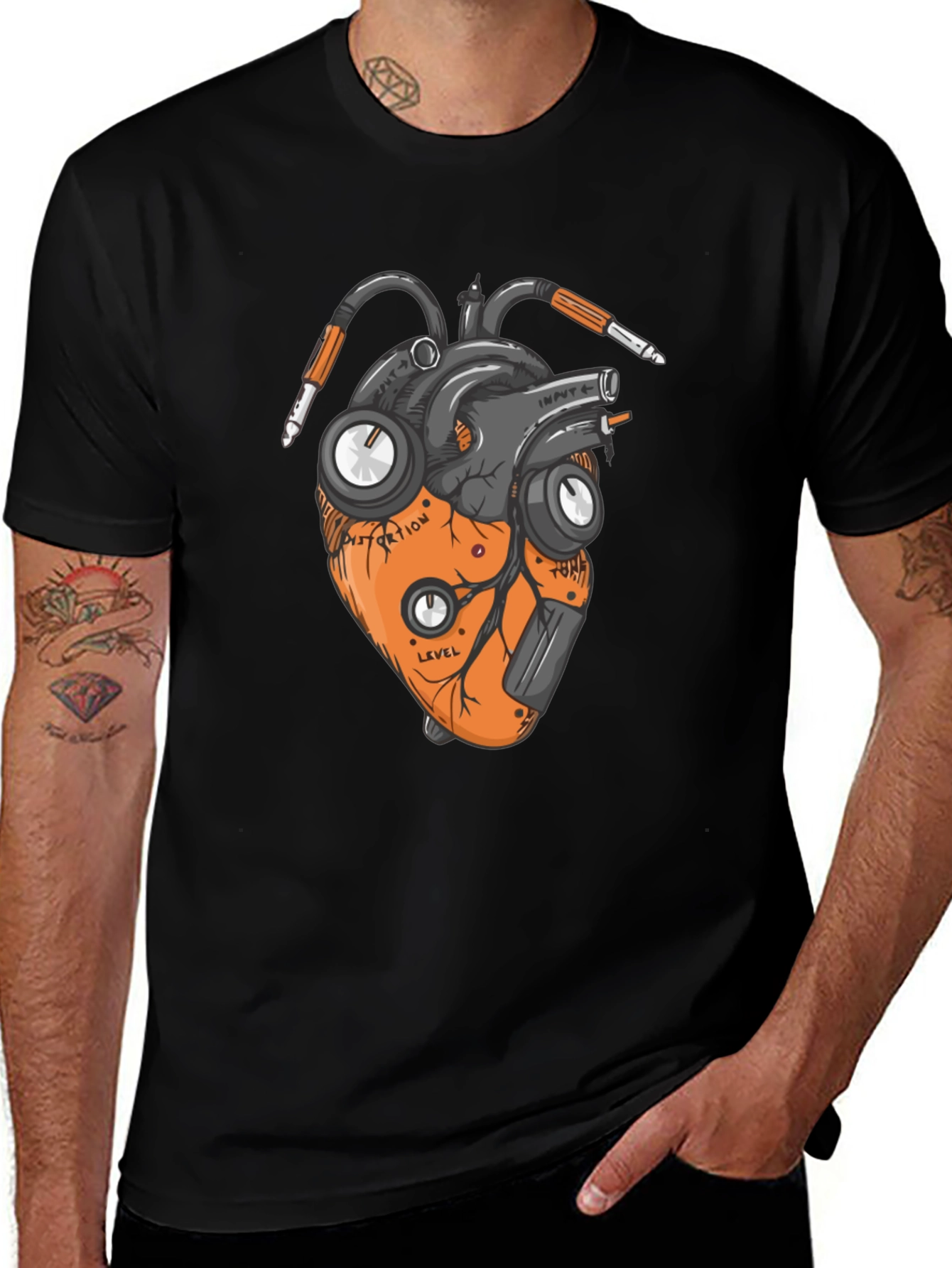 Electronic Heart Graphic Black Tee