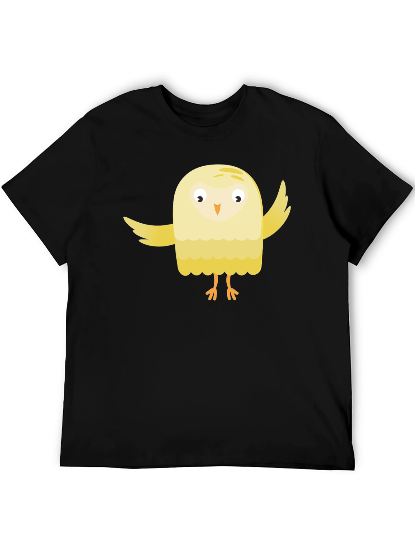 Cute Cartoon Bird Black T-Shirt