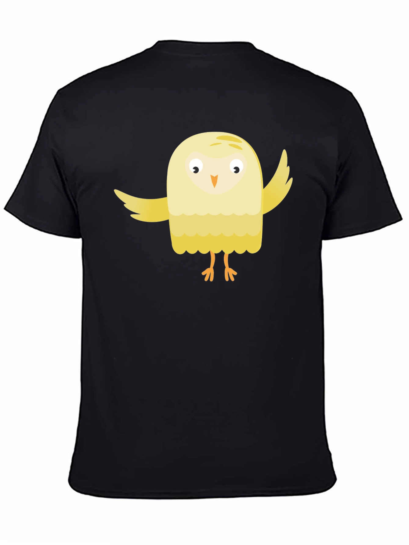 Cute Cartoon Bird Black T-Shirt